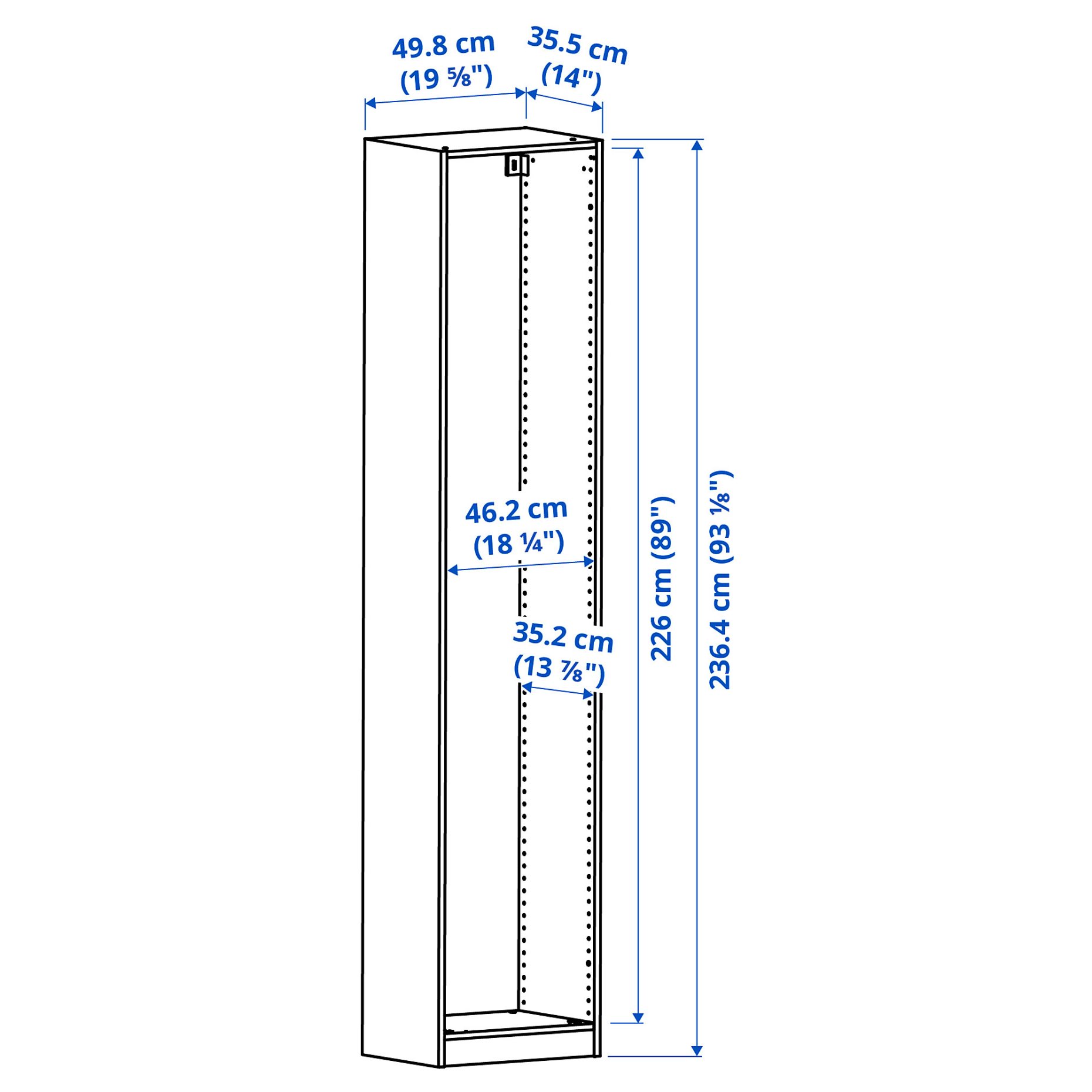 PAX, wardrobe frame, 50x35x236 cm, 604.582.13