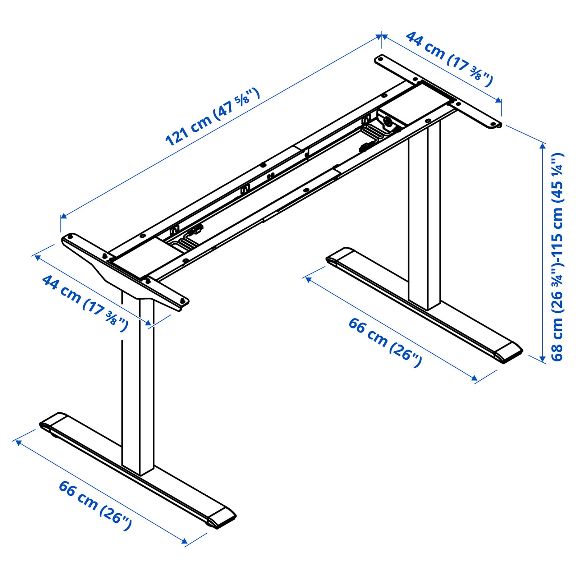 RODULF, underframe sit/stand for table top, 140x80 cm, 604.642.90