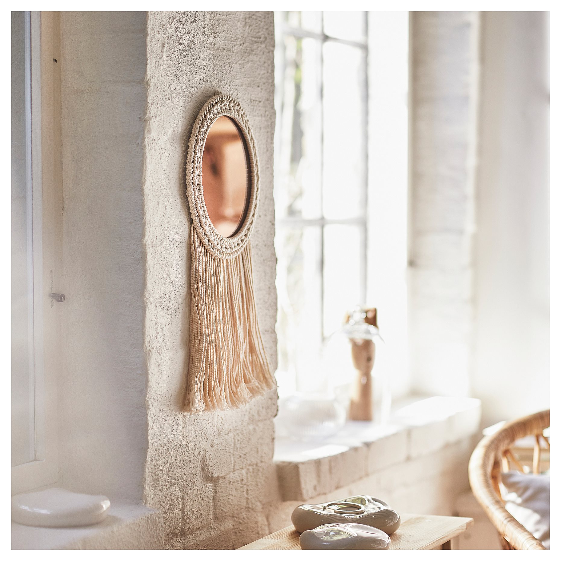 ENERGISKOG, decorative mirror with fringes, 26x48 cm, 605.380.74