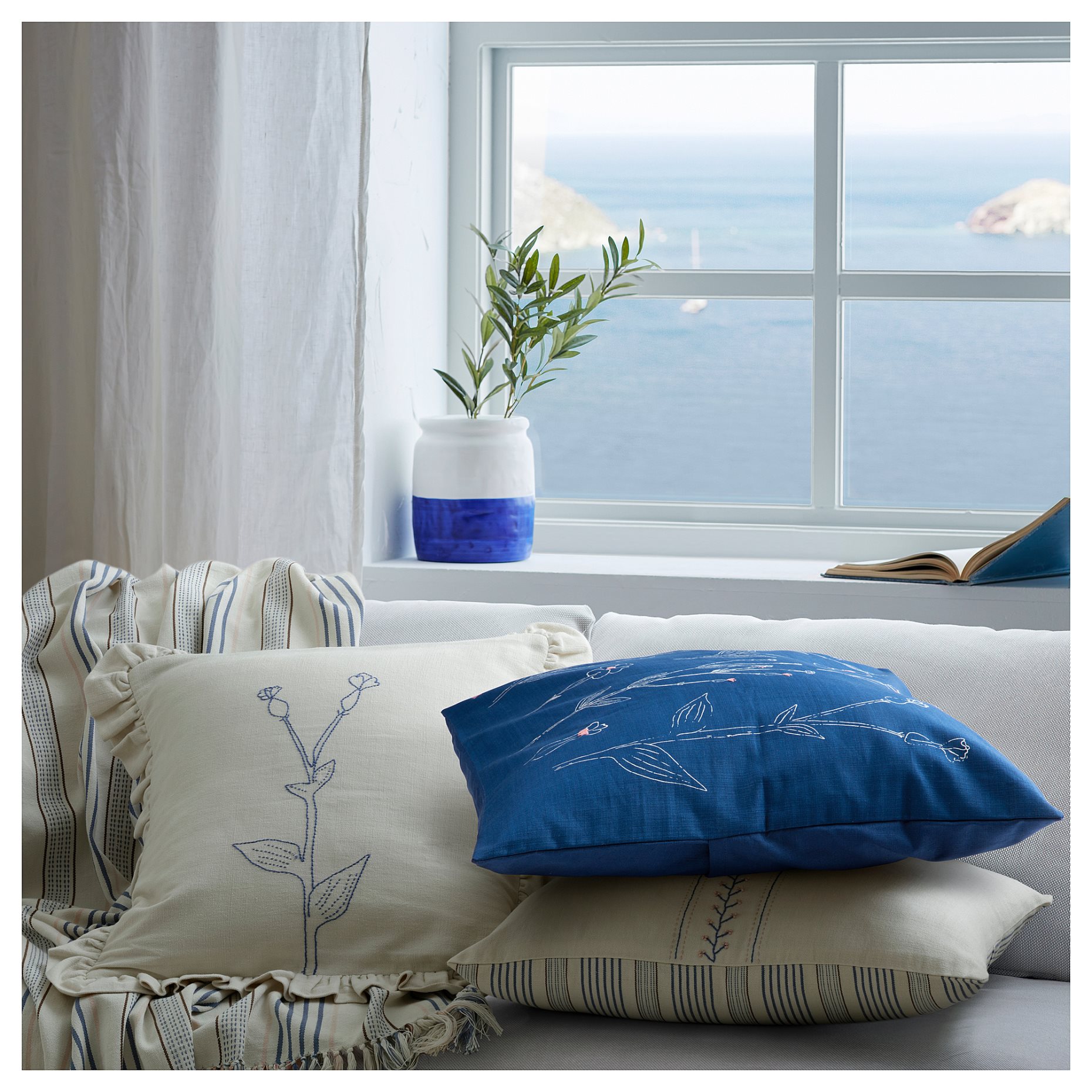 AKERNEJLIKA, κάλυμμα μαξιλαριού/ κέντημα, 50x50 cm, 605.566.33