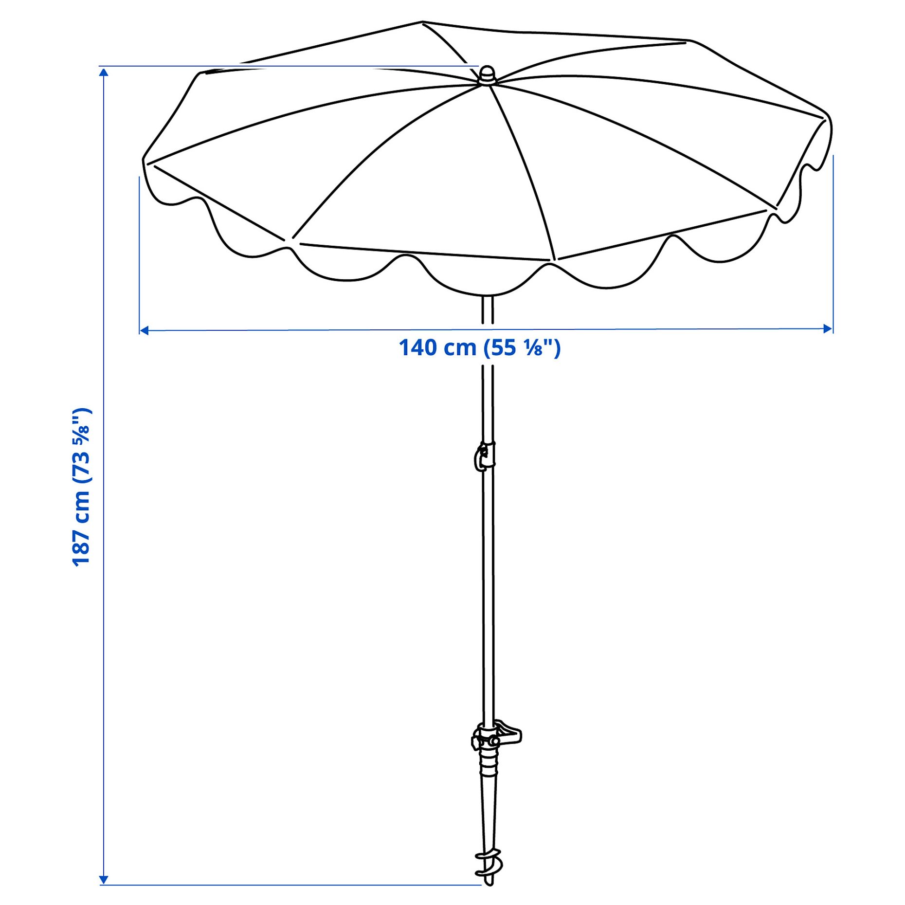 STRANDÖN, ομπρέλα ήλιου, 140 cm, 606.004.62
