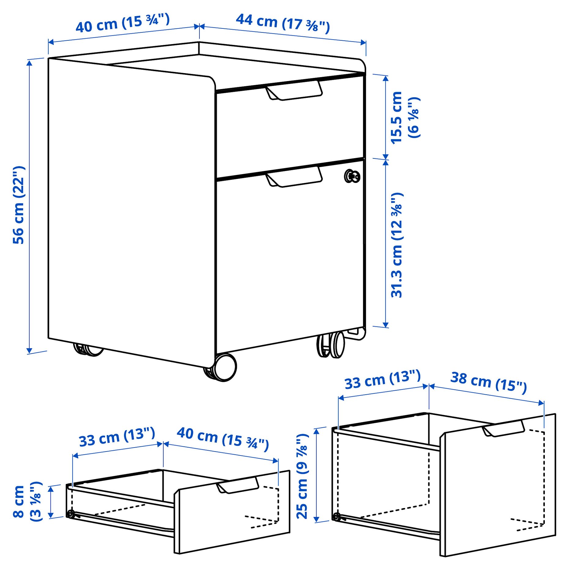 TROTTEN, drawer unit with 2 drawers on castors, 606.196.64