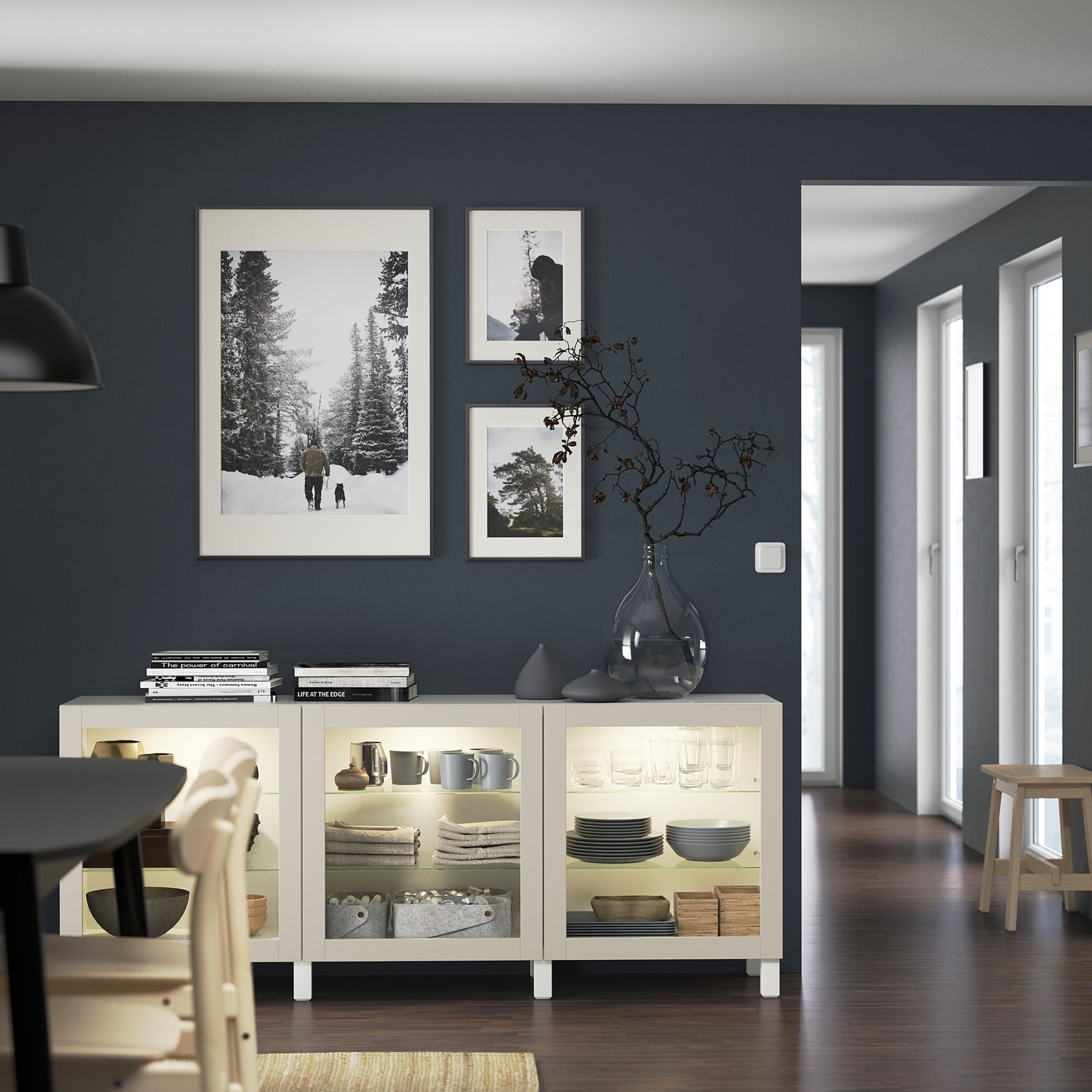 BESTÅ, σύνθεση αποθήκευσης με πόρτες, 180x42x74 cm, 694.217.67