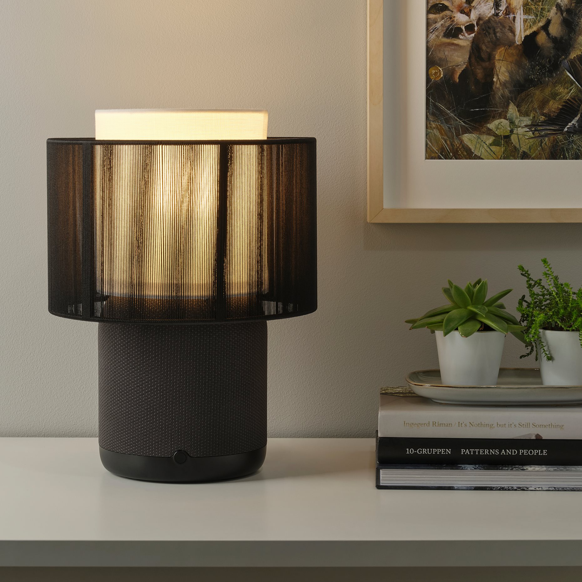 SYMFONISK, speaker lamp with Wi-Fi/textile shade, 694.309.17