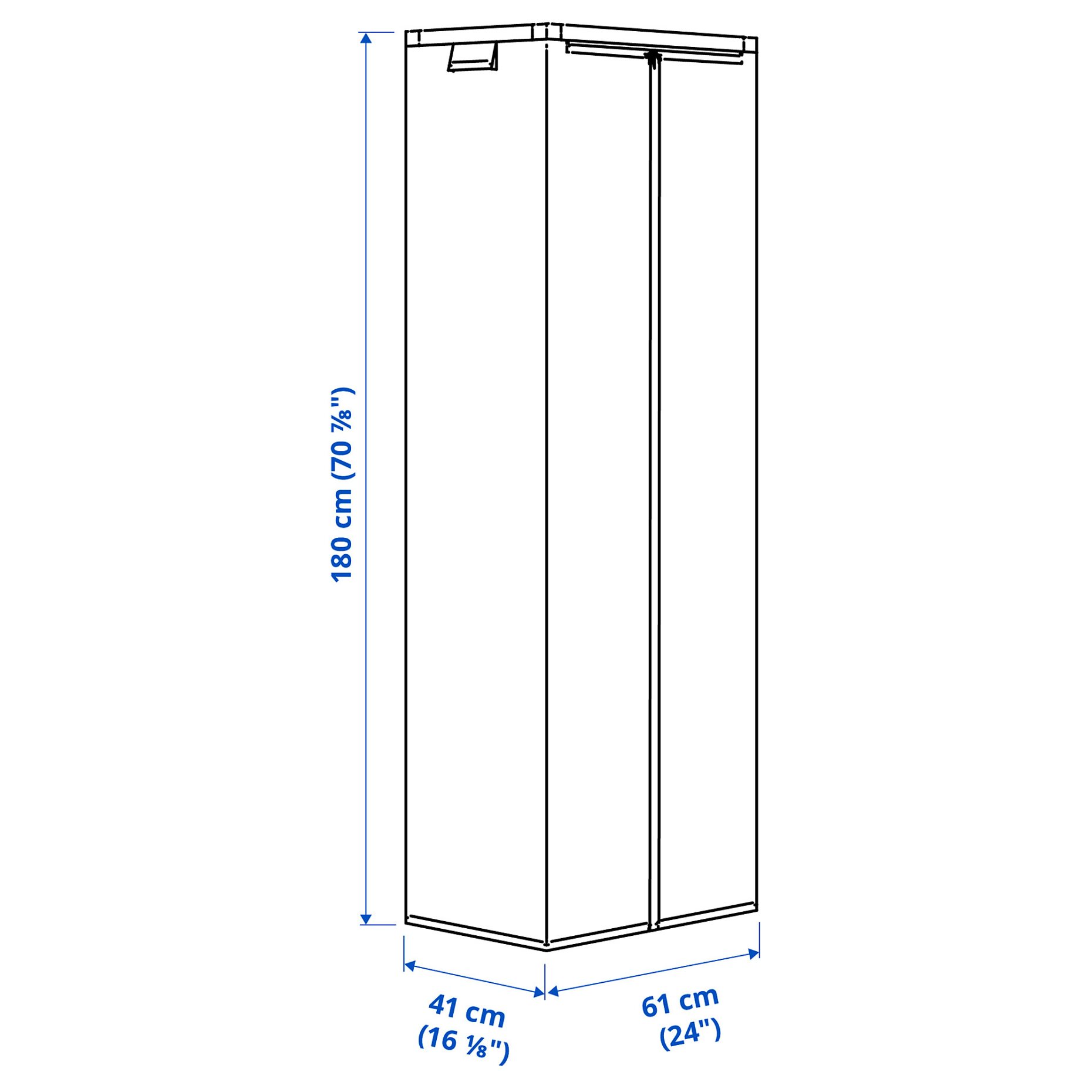 JOSTEIN, shelving unit with cover/in/outdoor/wire, 61x41x180 cm, 694.372.16
