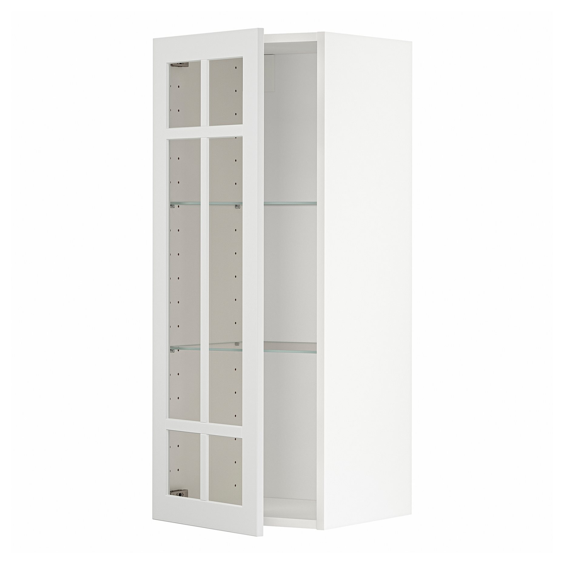 METOD, wall cabinet w shelves/glass door, 694.610.70