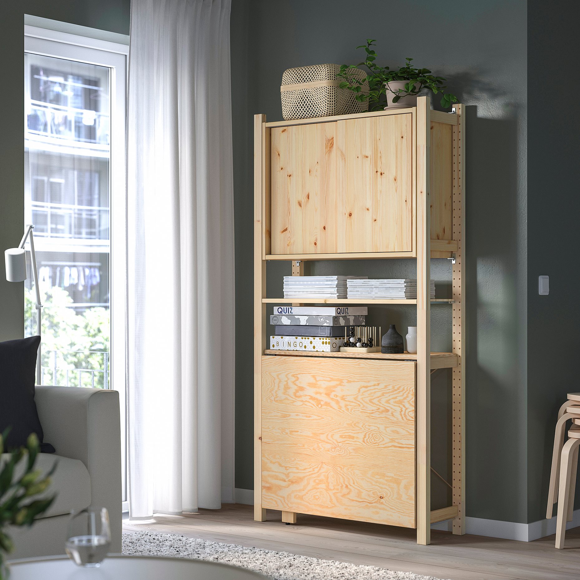 IVAR, 1 section/foldable table/sliding door, 89x30x179 cm, 694.695.18