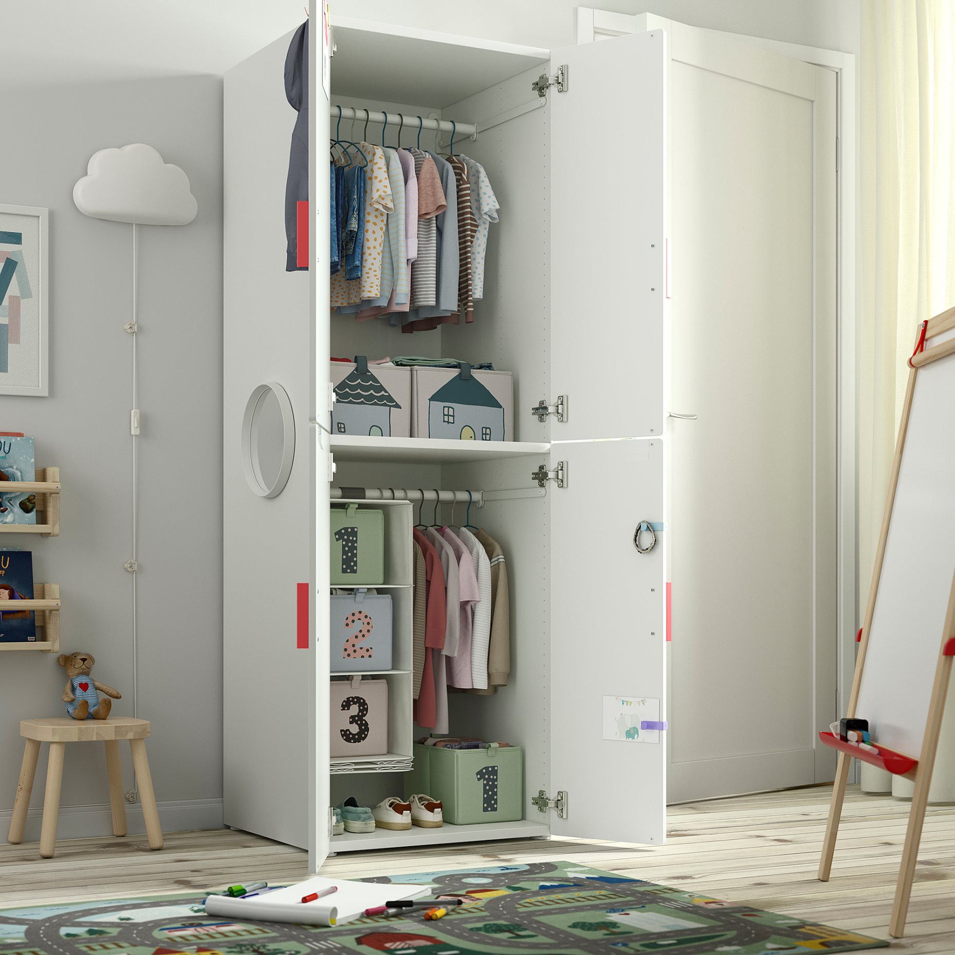 SMASTAD/PLATSA, wardrobe with 2 clothes rails, 60x57x181 cm, 695.465.31