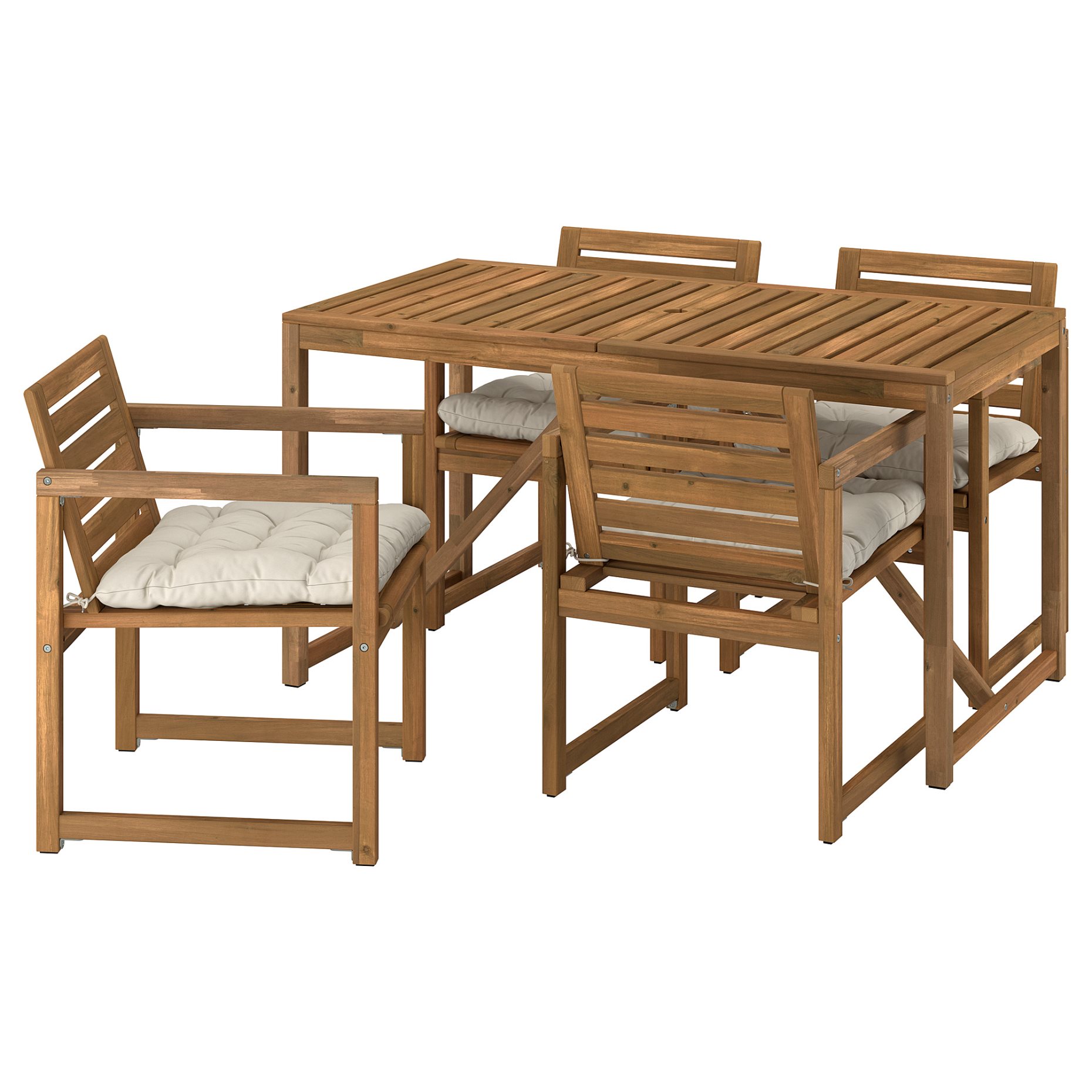 NÄMMARÖ, table with 4 chairs with armrests/outdoor, 140x75 cm, 695.752.55