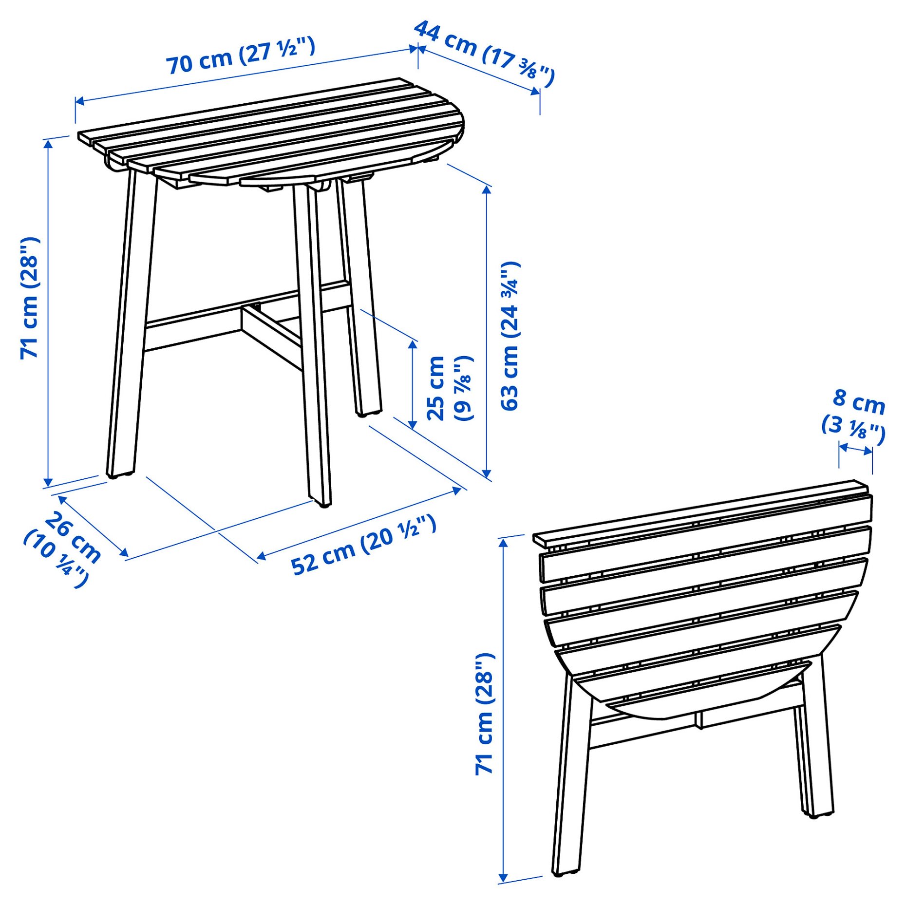 ASKHOLMEN, table for wall and 2 chrairs/foldable/outdoor, 70x44 cm, 695.782.49
