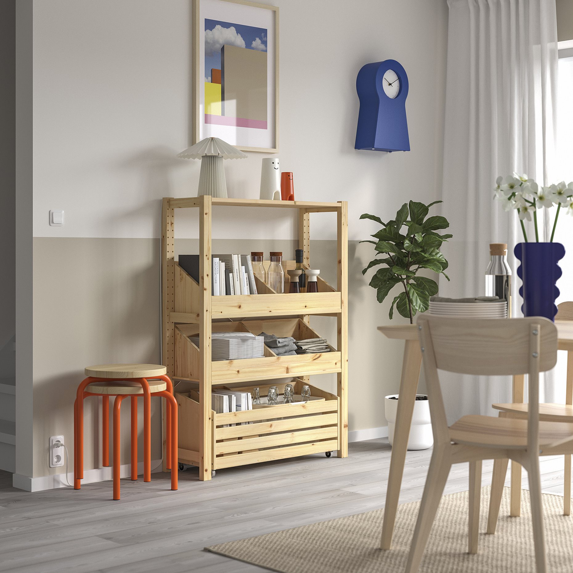 IVAR, shelving unit with 2 box shelves, 89x30x124 cm, 695.905.76