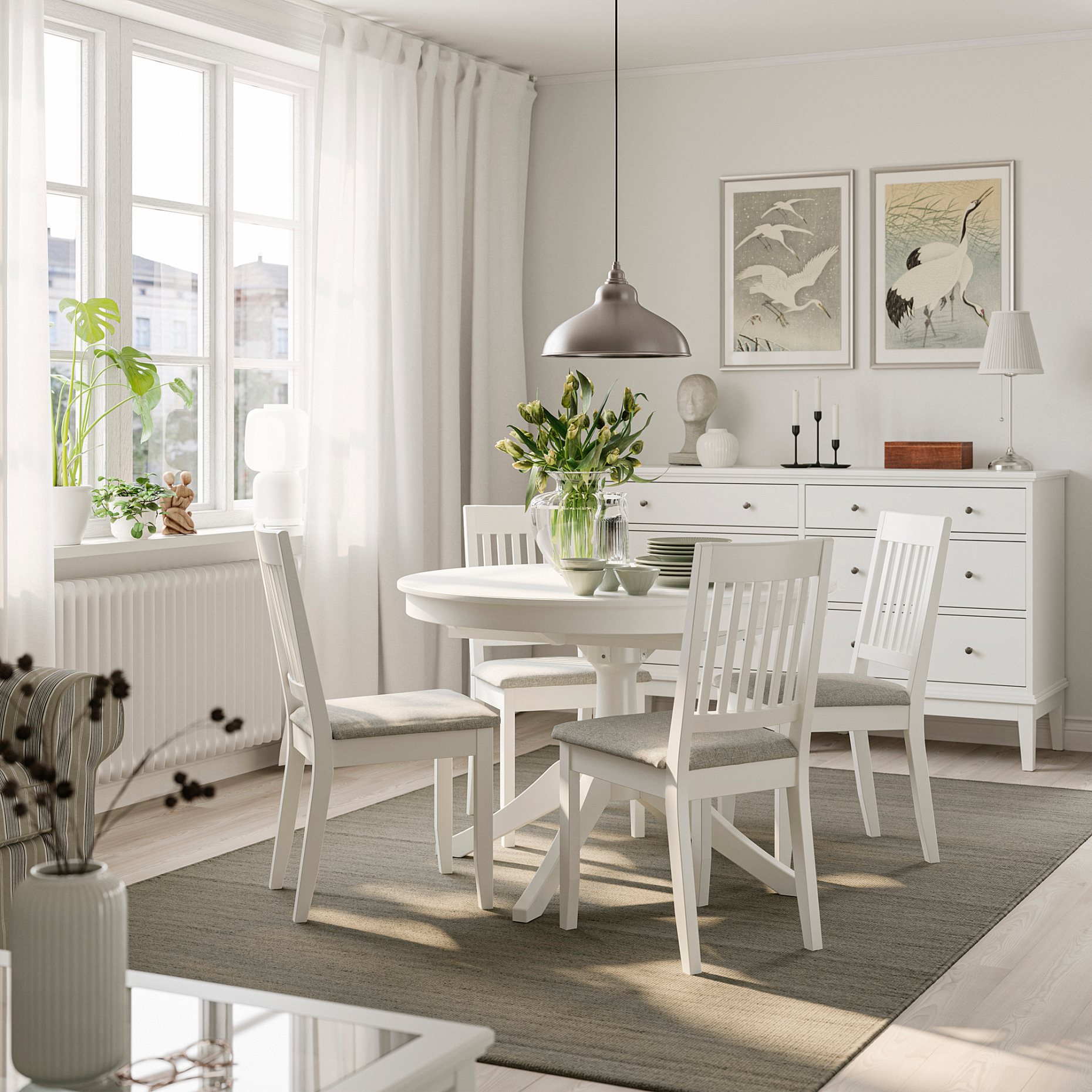 ROSENTORP/NÄSIN, table and 4 chairs, 110/155 cm, 696.101.31