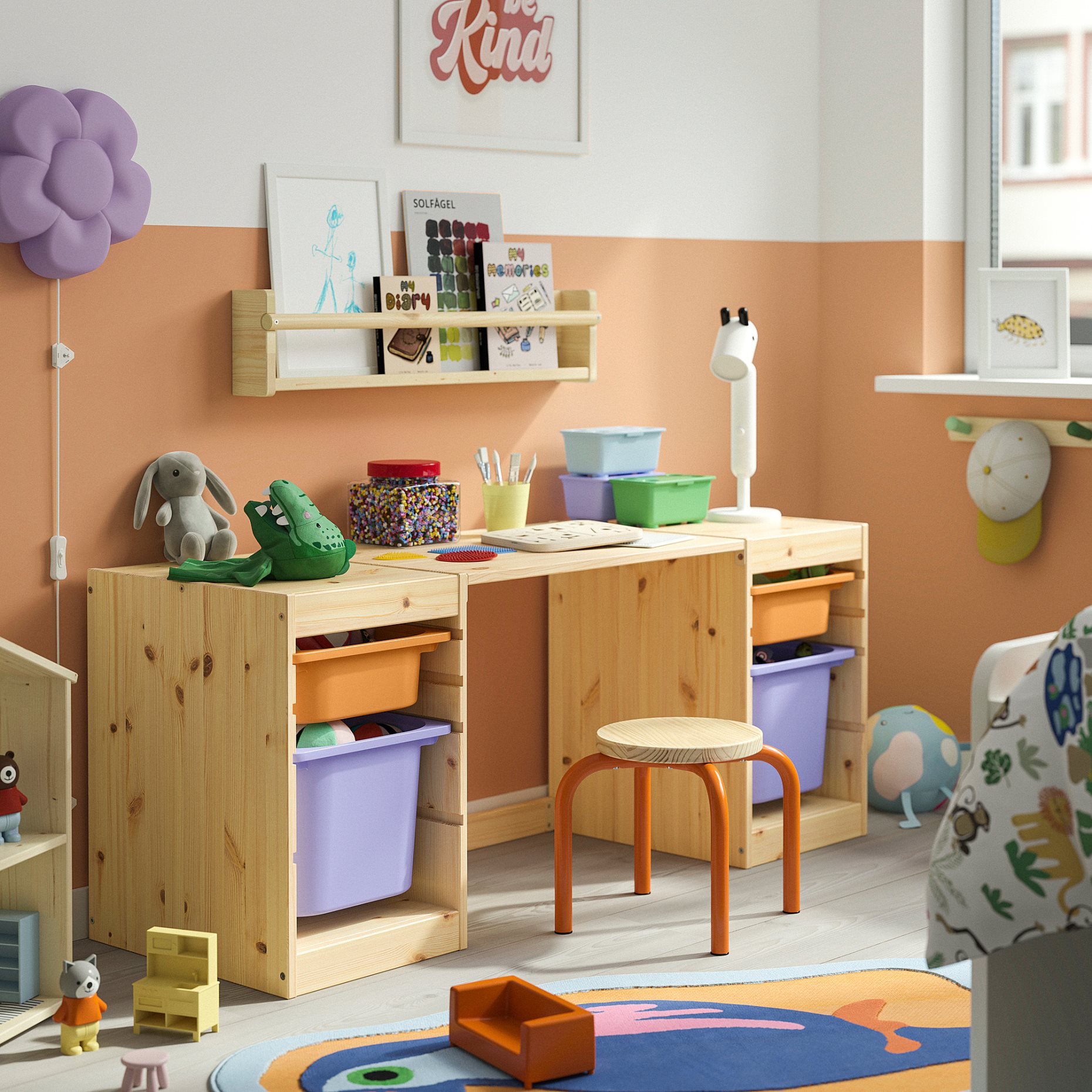 TROFAST, desk with storage boxes, 124x44x52 cm, 696.138.70