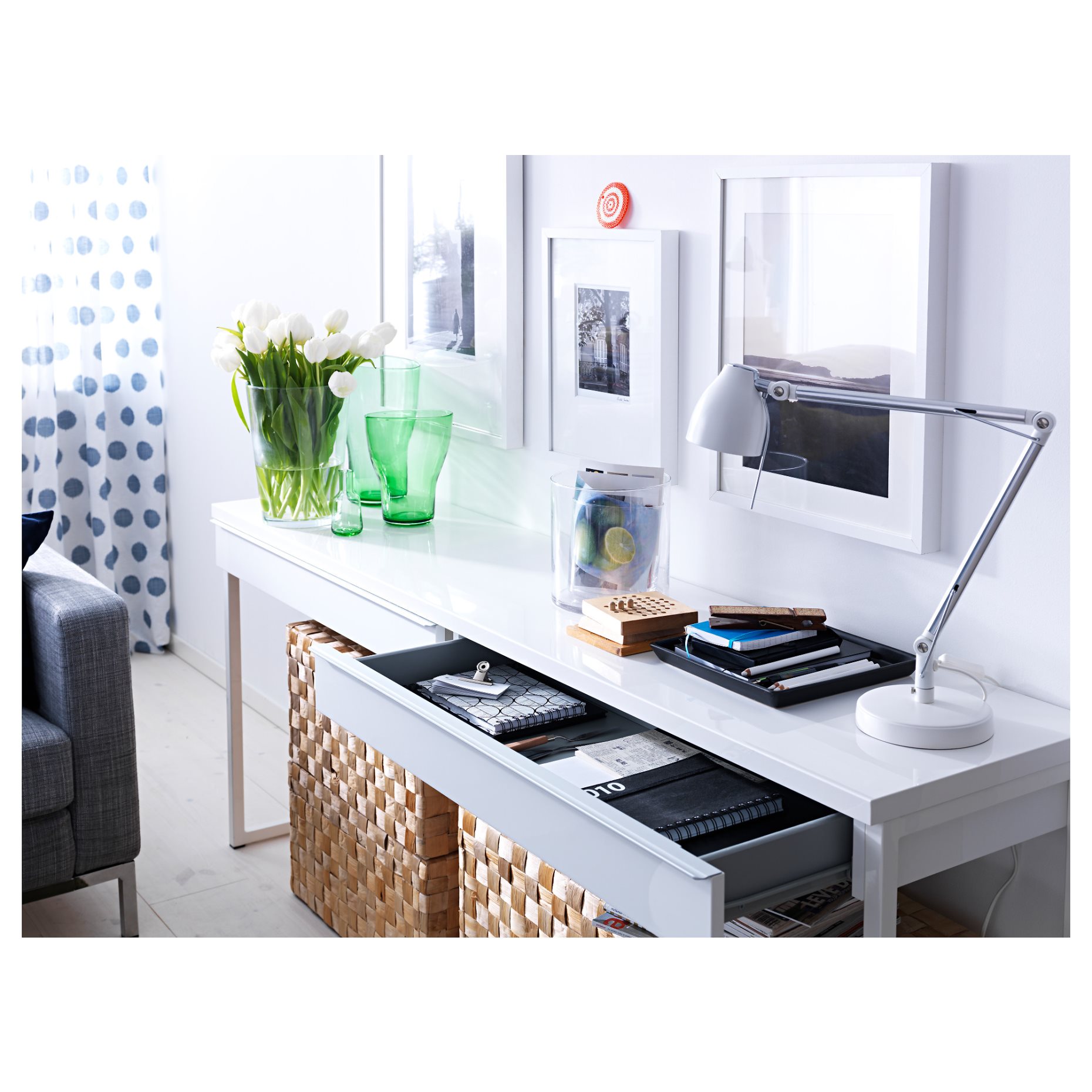 BESTA BURS, γραφείο/γυαλιστερό, 120x40 cm, 702.453.39