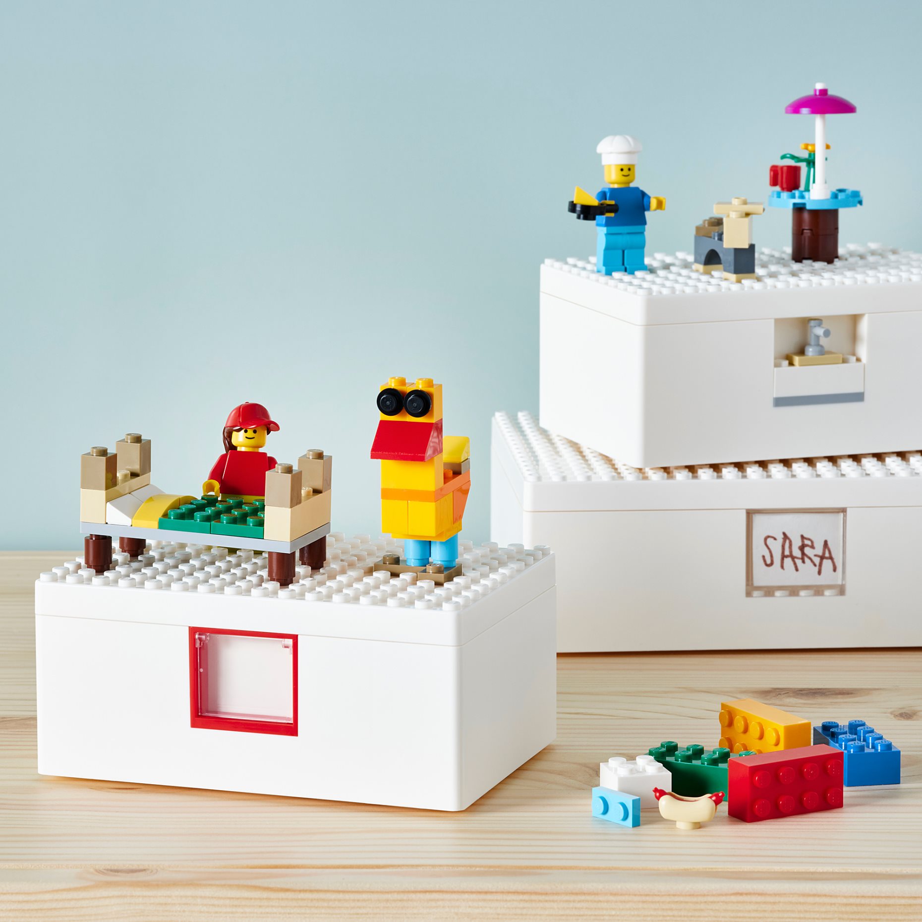 BYGGLEK, κουτί LEGO® με καπάκι, 3 τεμ., 703.721.86
