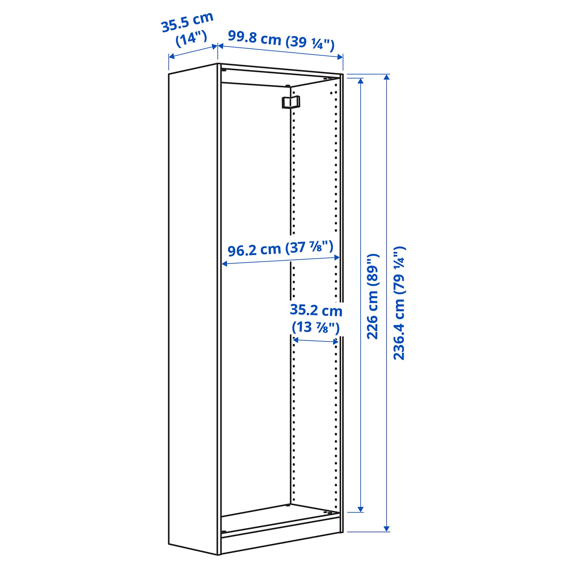 PAX, wardrobe frame, 100x35x236 cm, 704.581.99