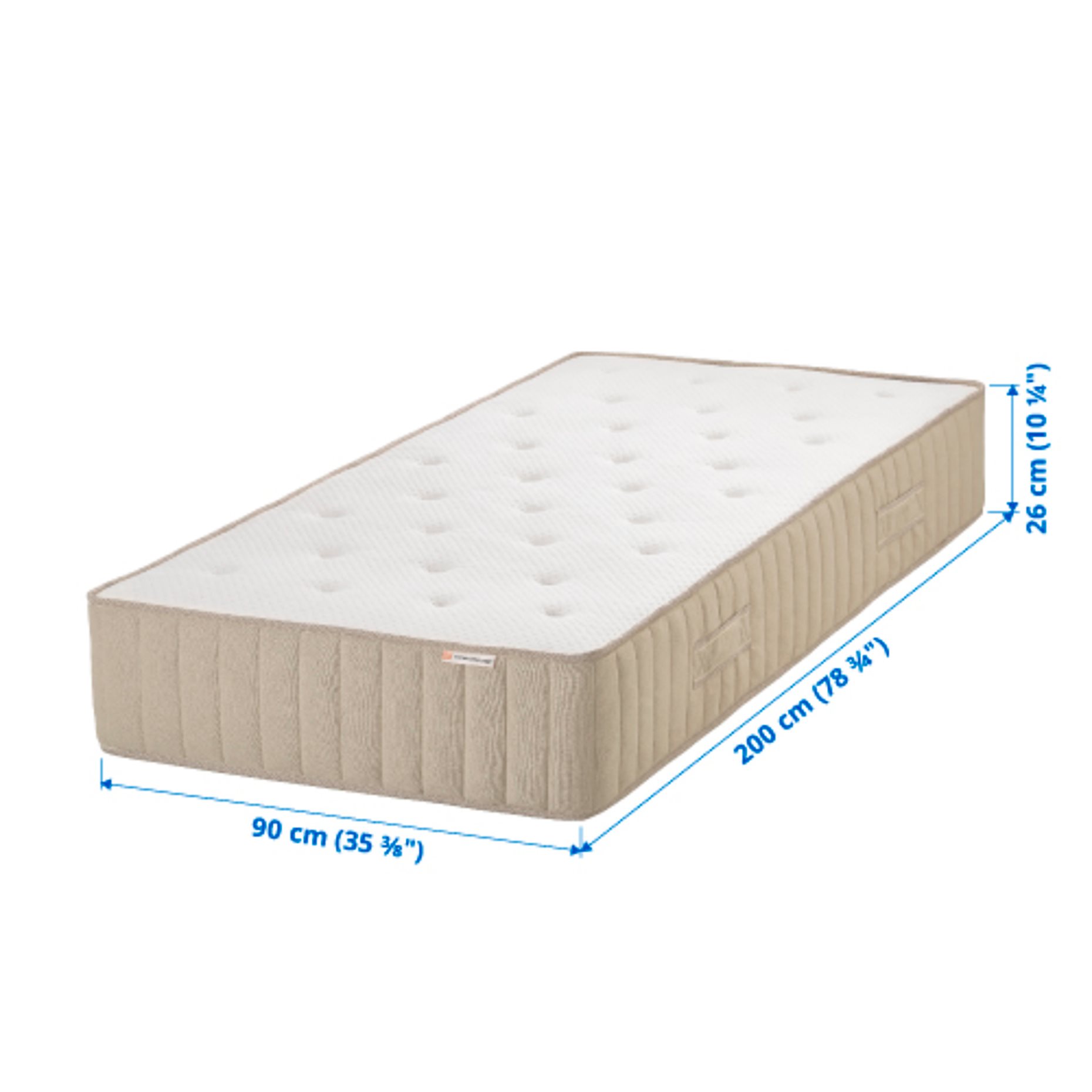VATNESTRÖM, στρώμα με ελατήρια σε θήκες/μέτριο, 90x200 cm, 704.764.19