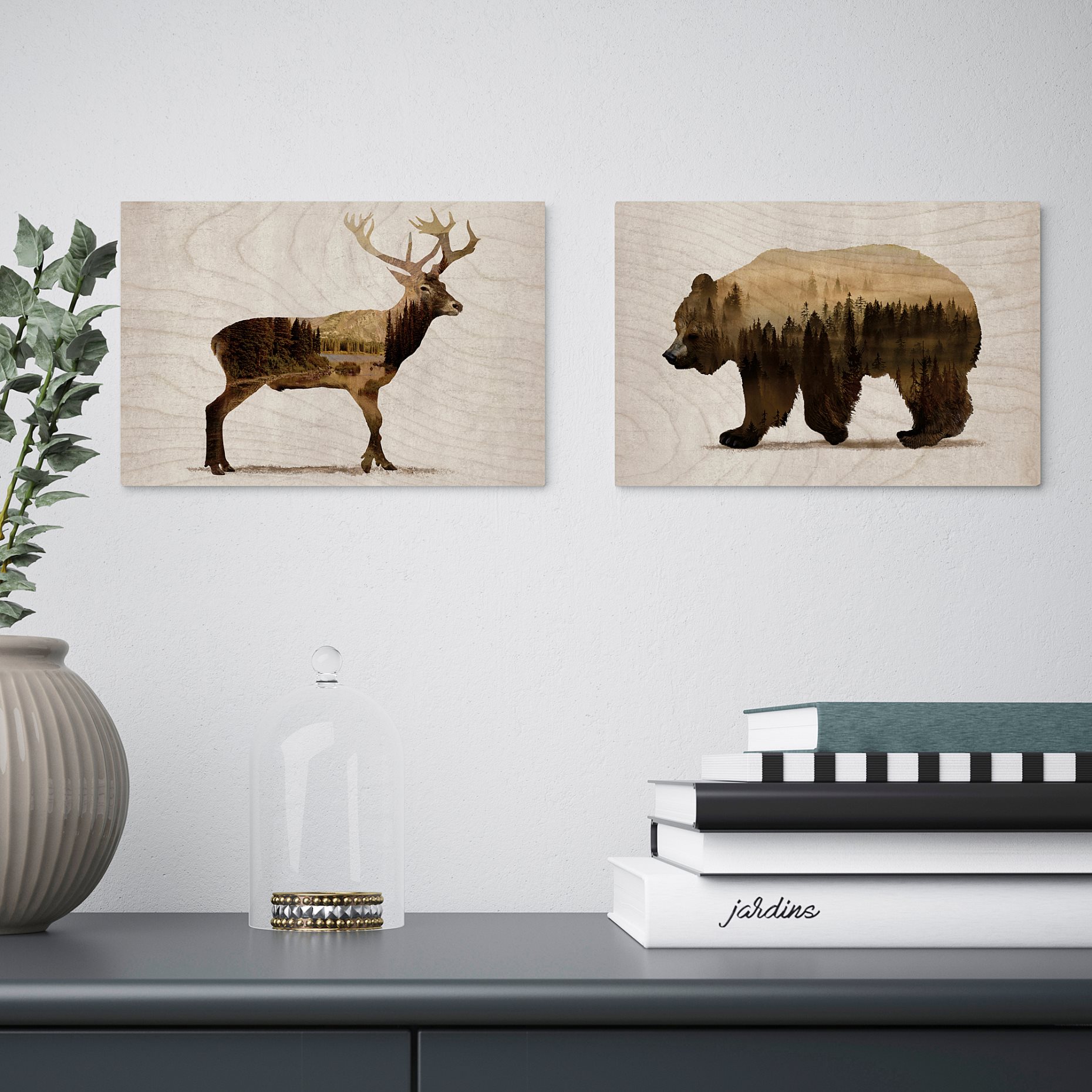 BJÖRNAMO, picture/ Wild animals II 30x20 cm, set of 2, 704.861.02