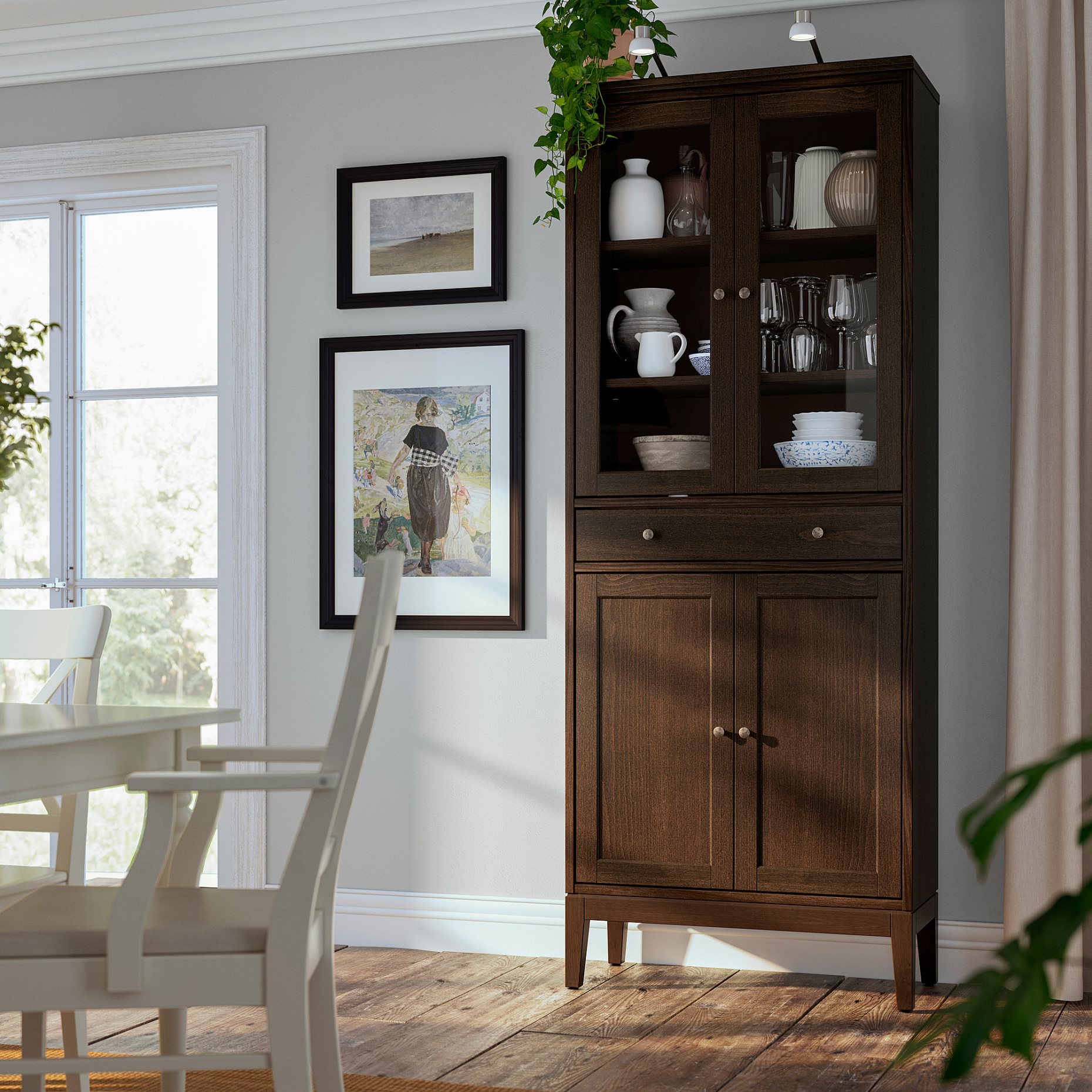 IDANÄS, high cabinet with glass-doors and 1 drawer, 81x39x211 cm, 704.878.37