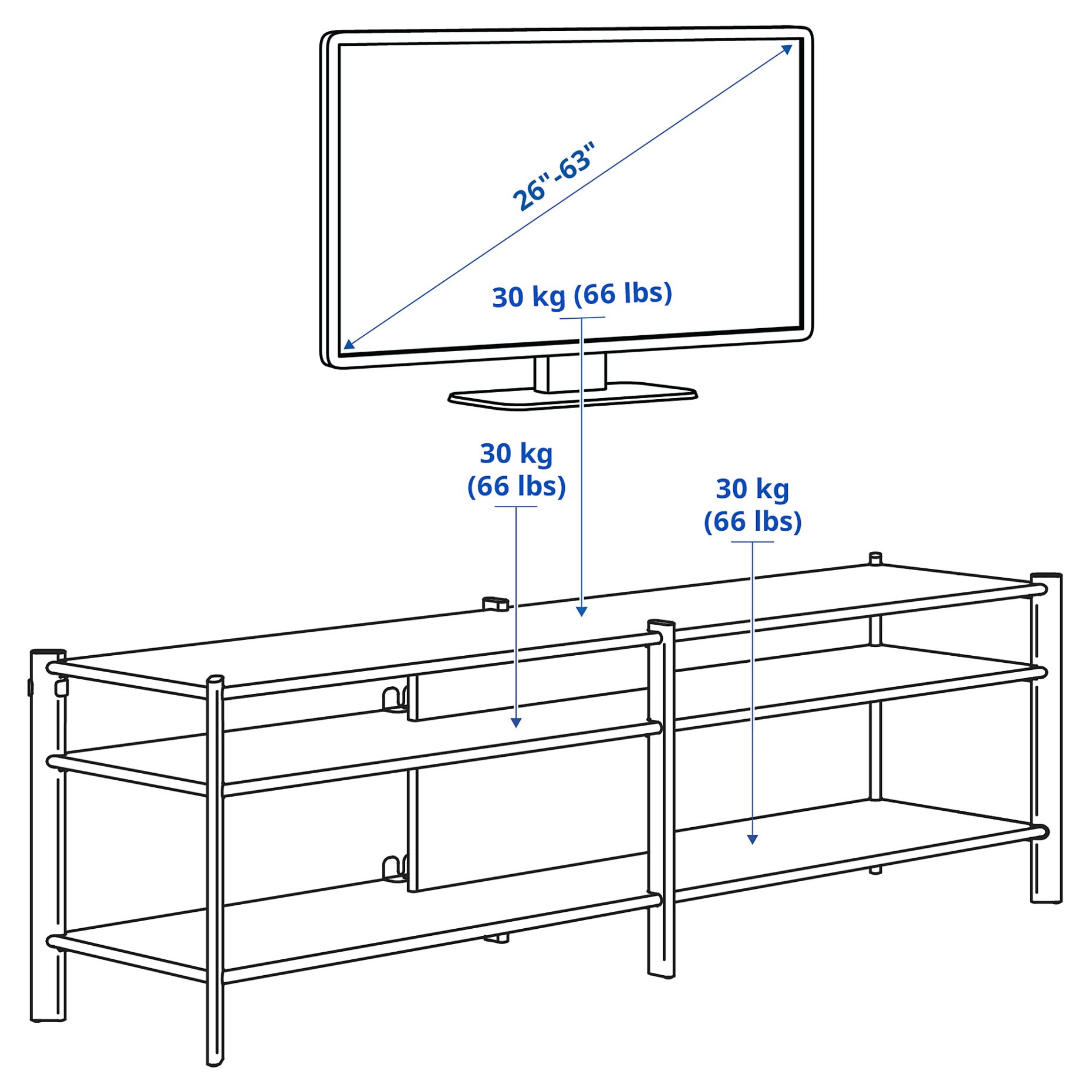 JÄTTESTA, TV bench, 160x40x49 cm, 705.089.34
