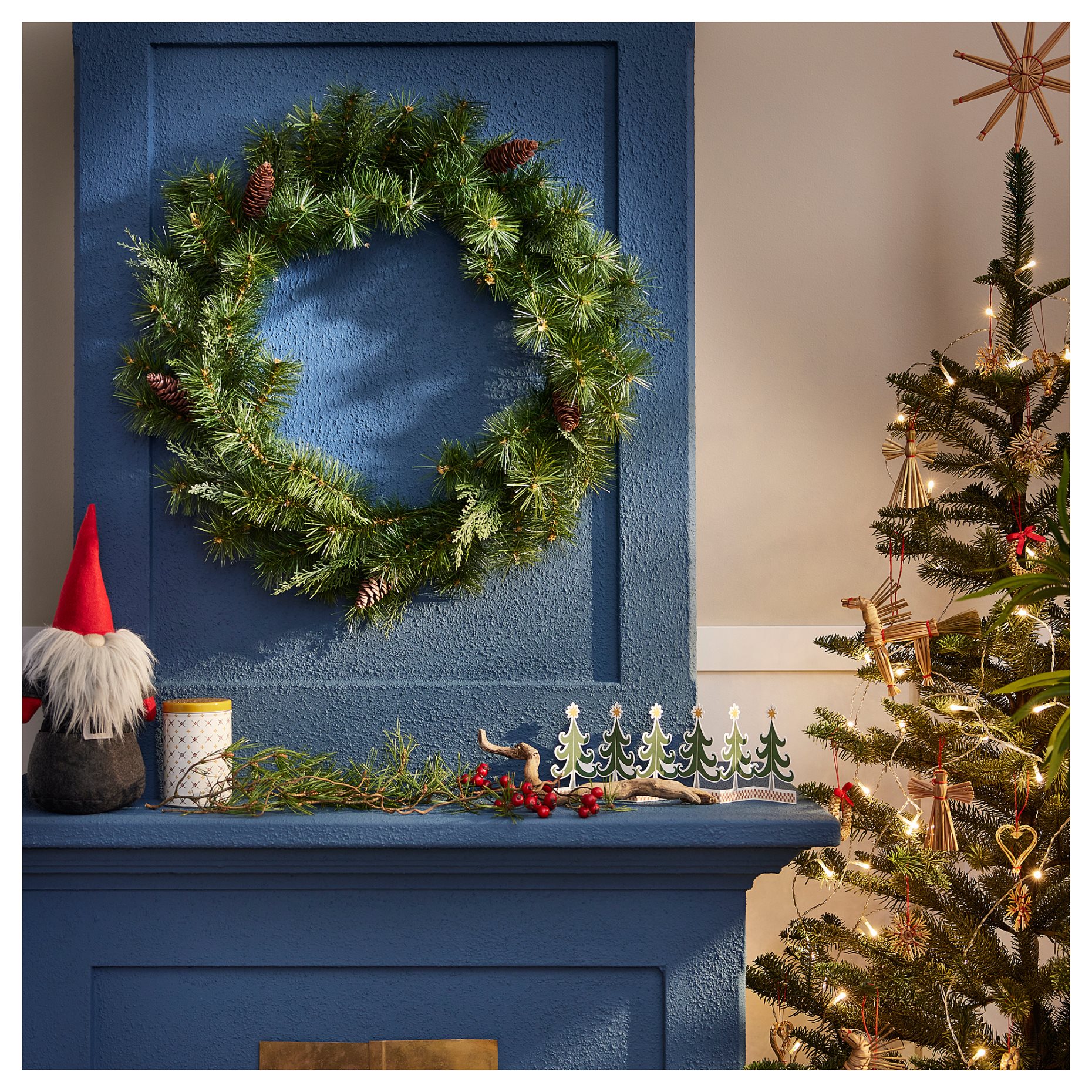 VINTERFINT, artificial wreath/in/outdoor/pine cone, 60 cm, 705.621.34