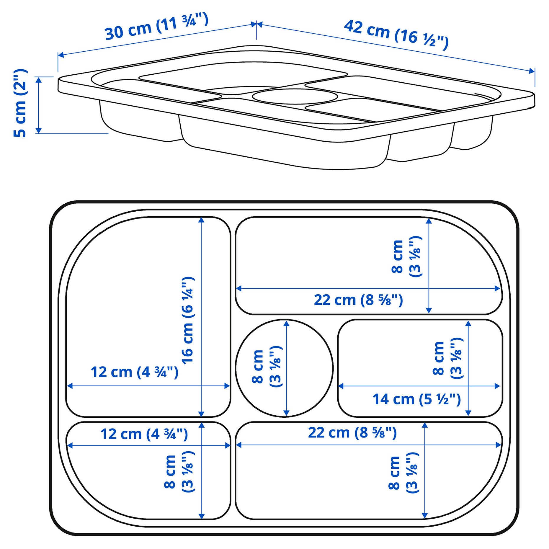 TROFAST, storage tray with compartments, 42x30x5 cm, 705.817.88