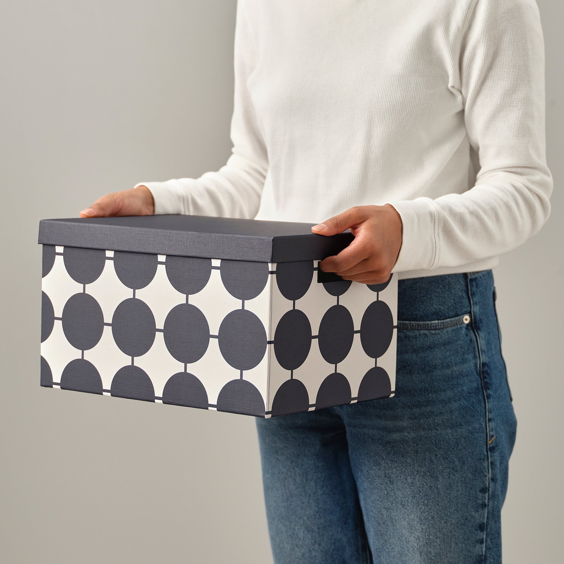 TJENA, storage box with lid, 25x35x20 cm, 706.010.55