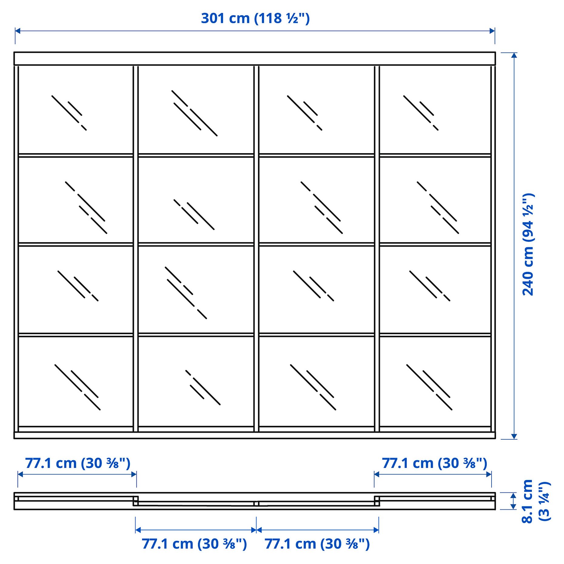 SKYTTA/HOKKS/AULI, σύνθεση με συρόμενη πόρτα/γυαλιστερό, 301x240 cm, 794.240.44