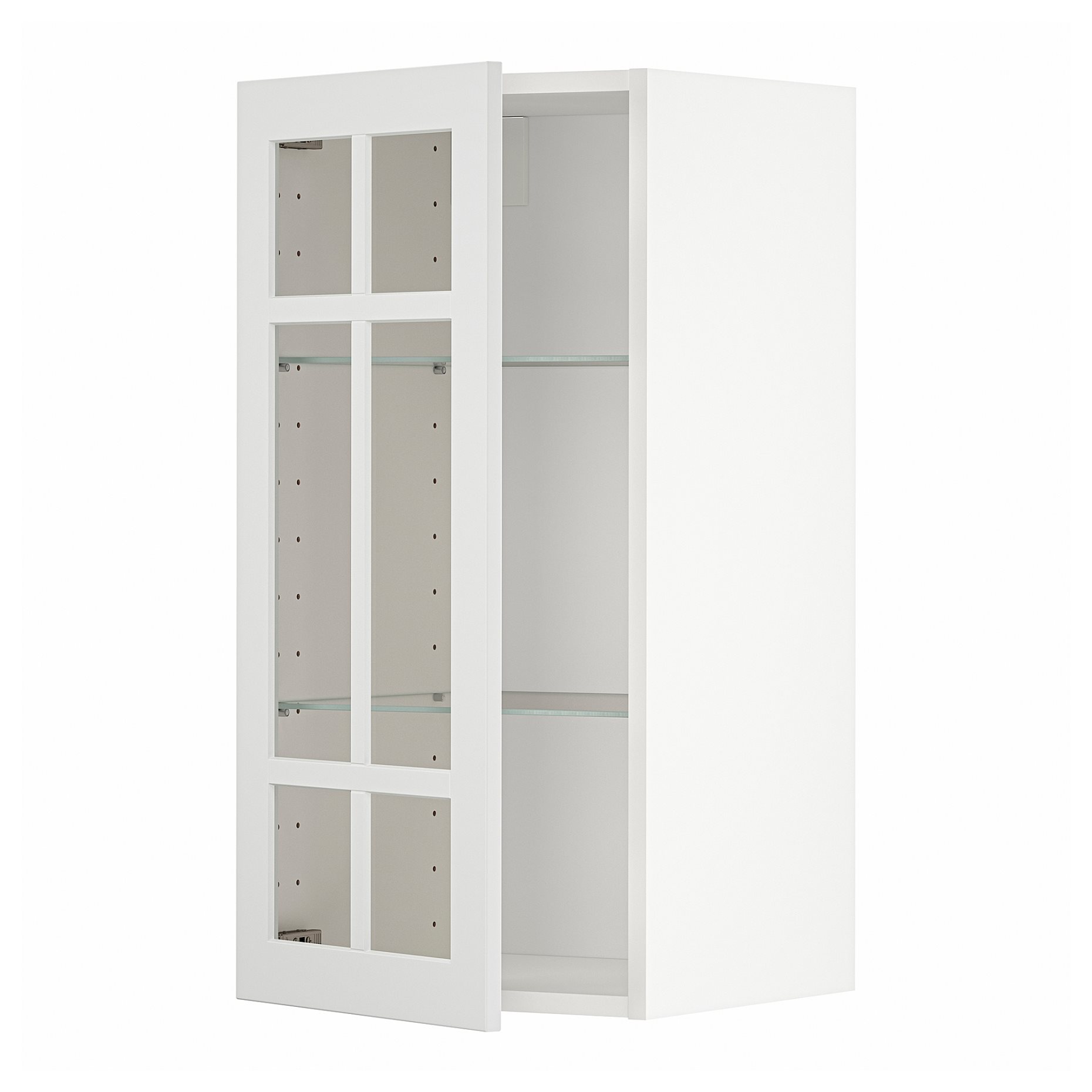 METOD, wall cabinet with shelves/glass door, 40x80 cm, 794.621.87