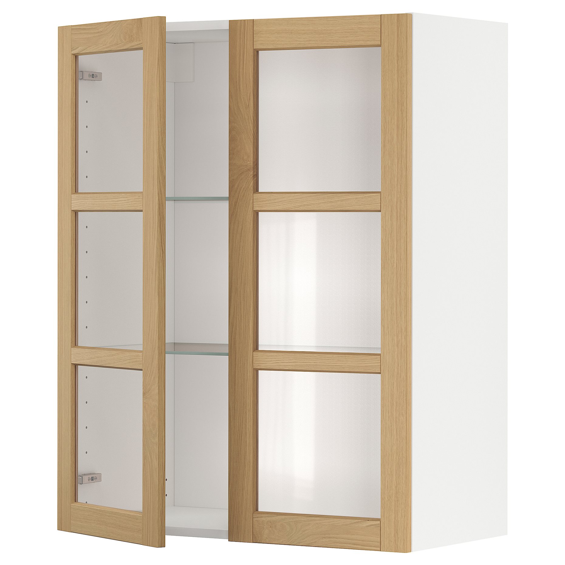 METOD, wall cabinet with shelves/2 glass doors, 80x100 cm, 795.093.59