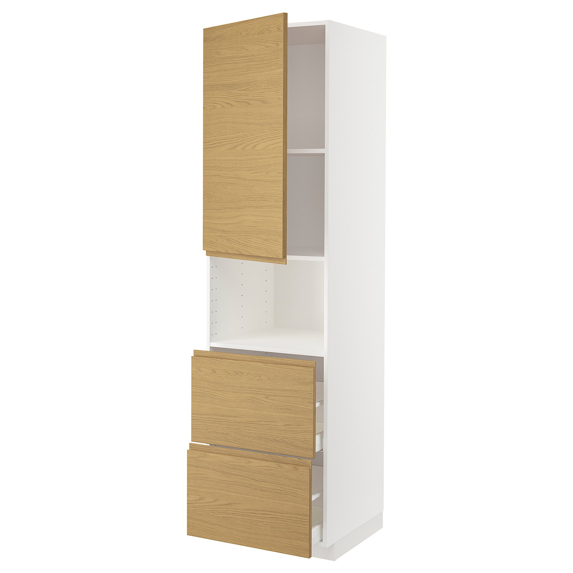METOD, high cabinet for microwave with door/2 drawers, 60x60x220 cm, 795.379.27