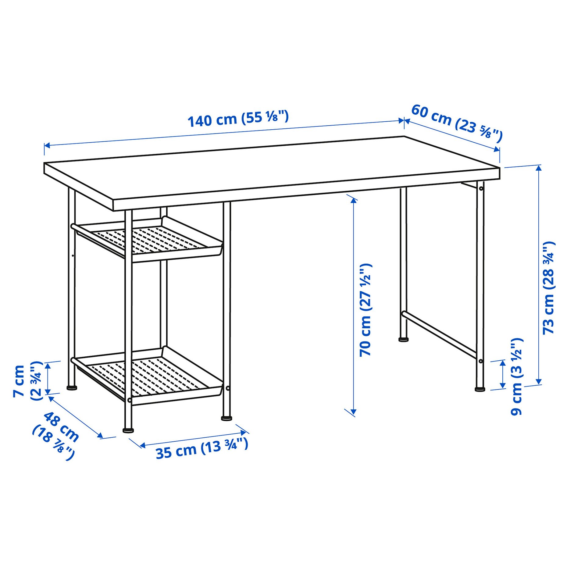LAGKAPTEN/SPAND, desk, 140x60 cm, 795.636.62