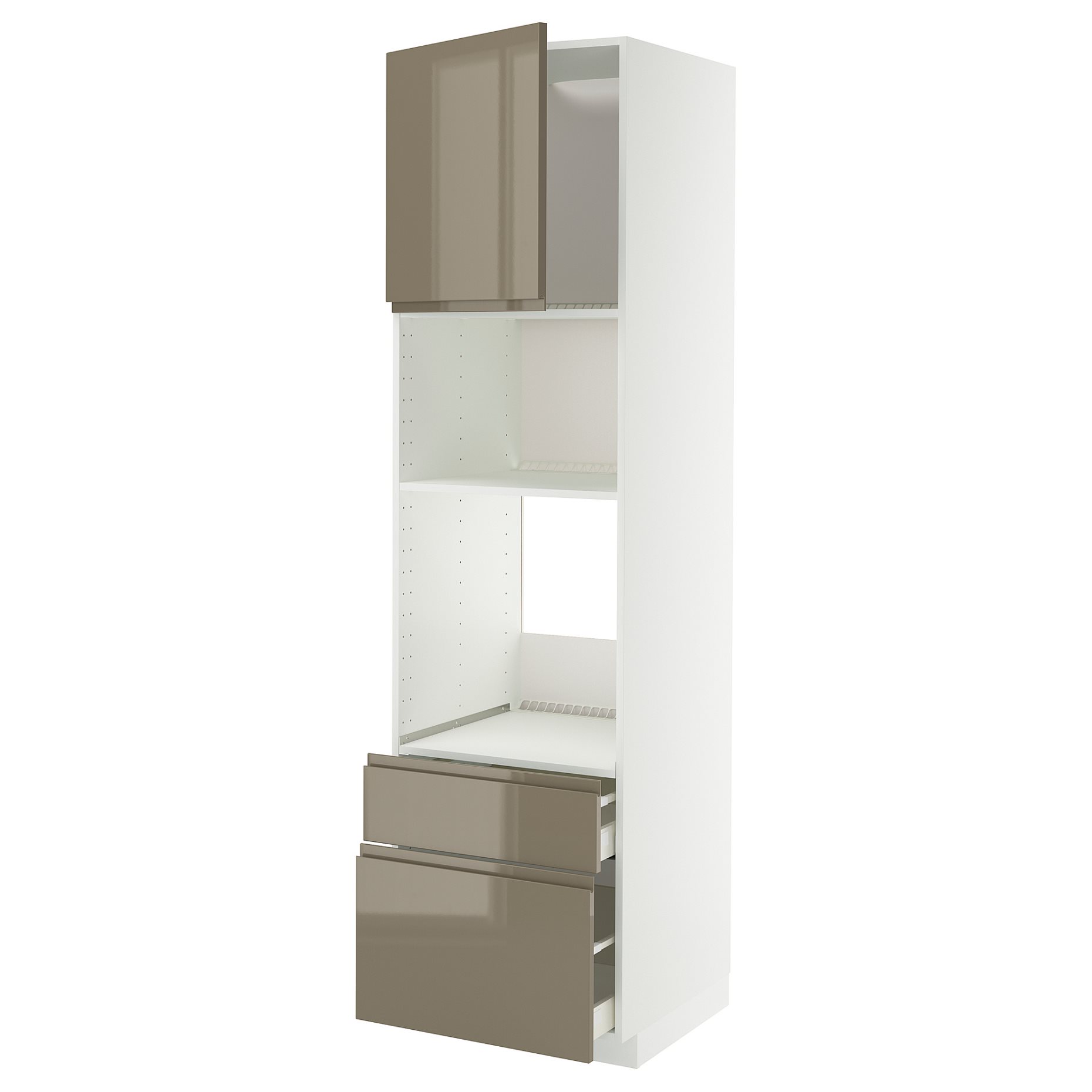 METOD, high cabinet for oven/microwave with door/2 drawers, 60x60x220 cm, 795.764.43