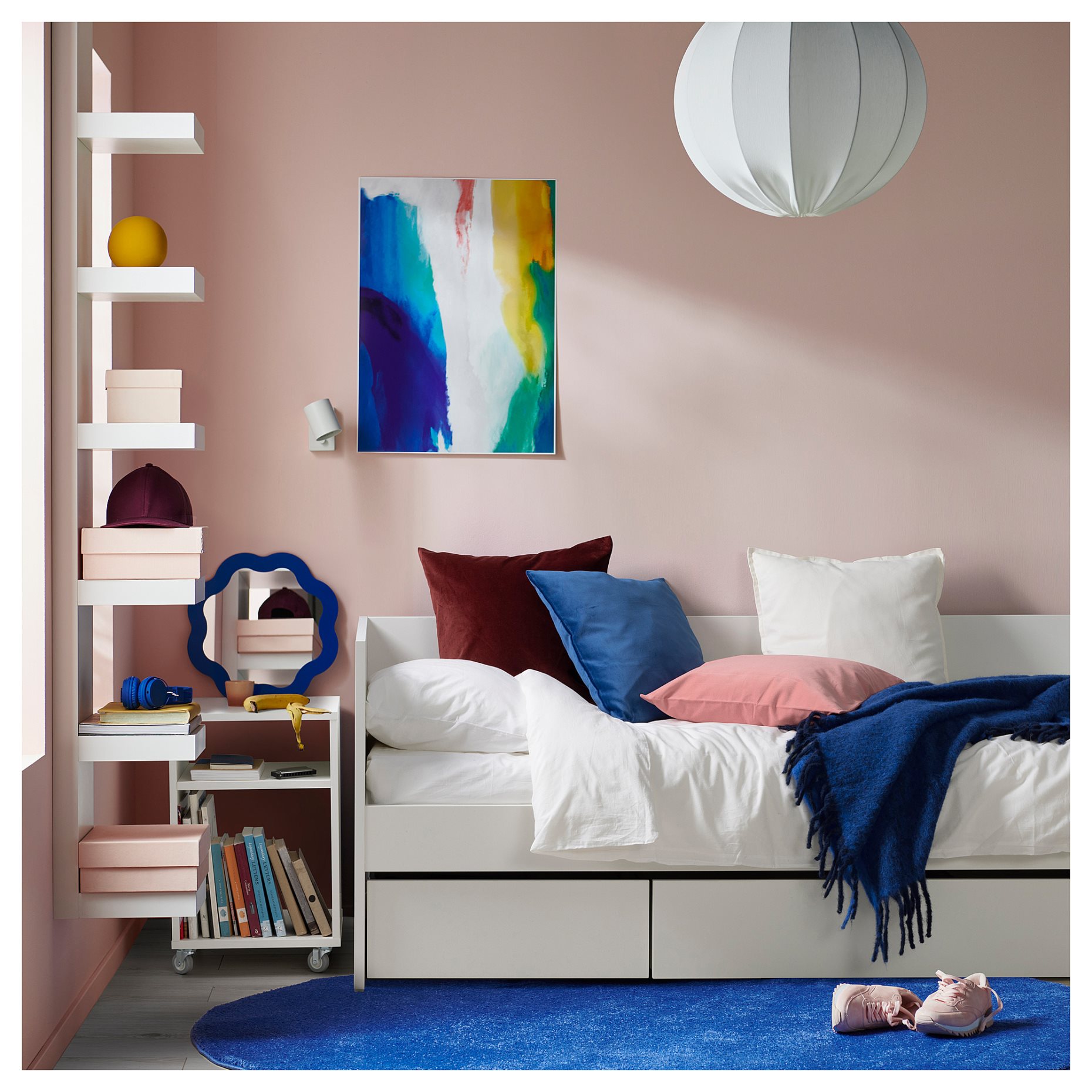VIHALS, κρεβάτι επισκέπτη day bed με αποθήκευση και 1 στρώμα, 80x200 cm, 795.805.72