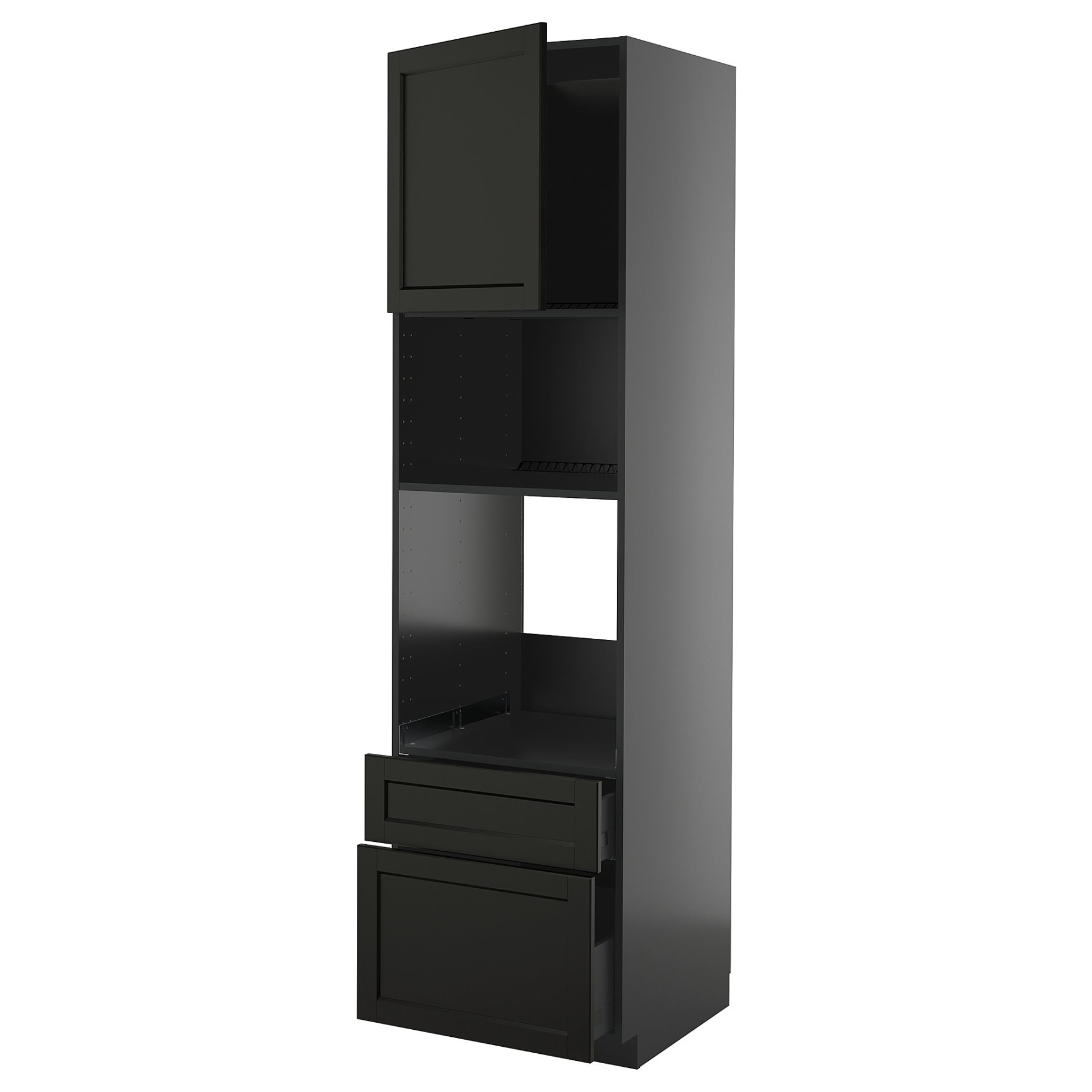 METOD/KNIVSHULT, high cabinet for oven/microwave with door/2 drawers, 60x60x220 cm, 795.893.27