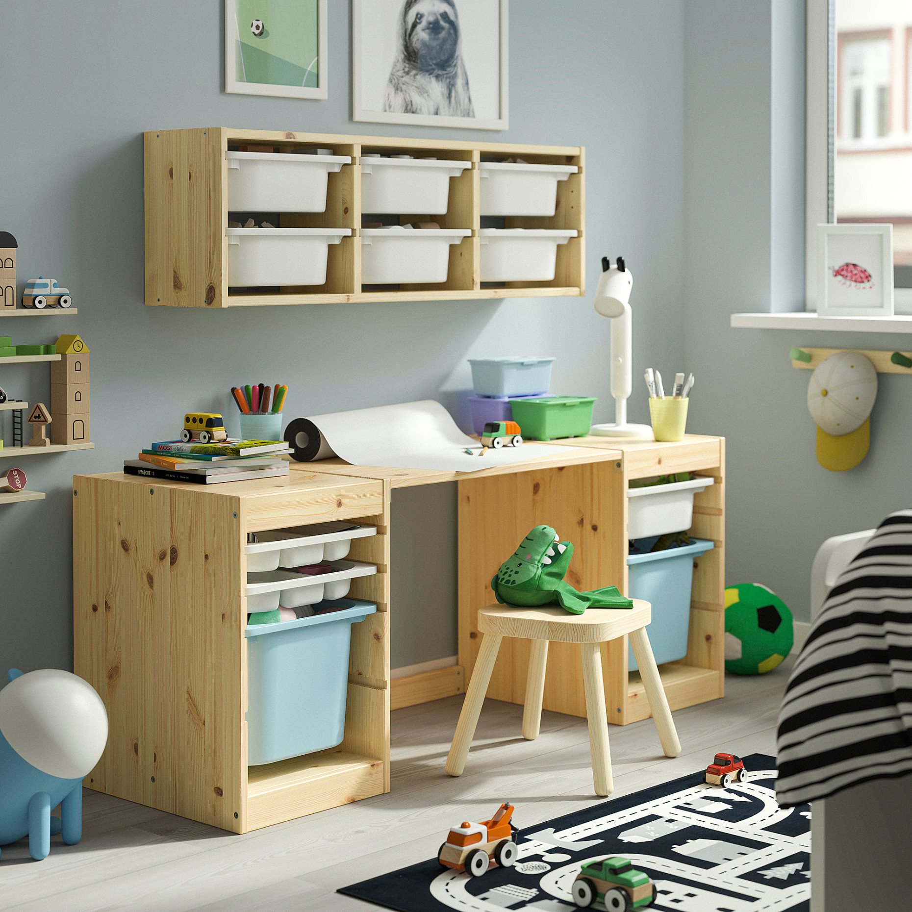 TROFAST, desk with storage boxes/trays, 124x44x52 cm, 796.139.21