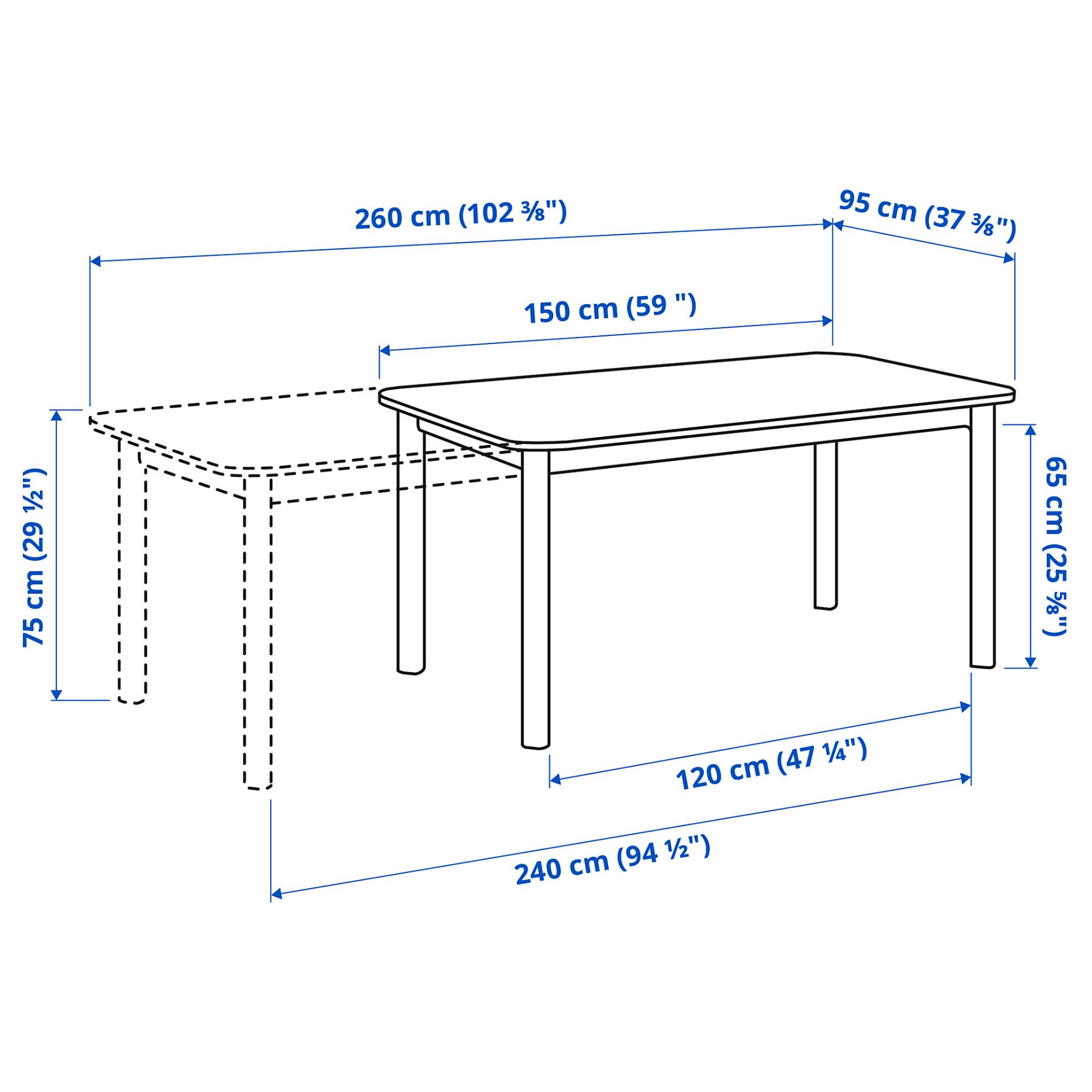 STRANDTORP, extendable table, 150/205/260x95 cm, 803.885.87