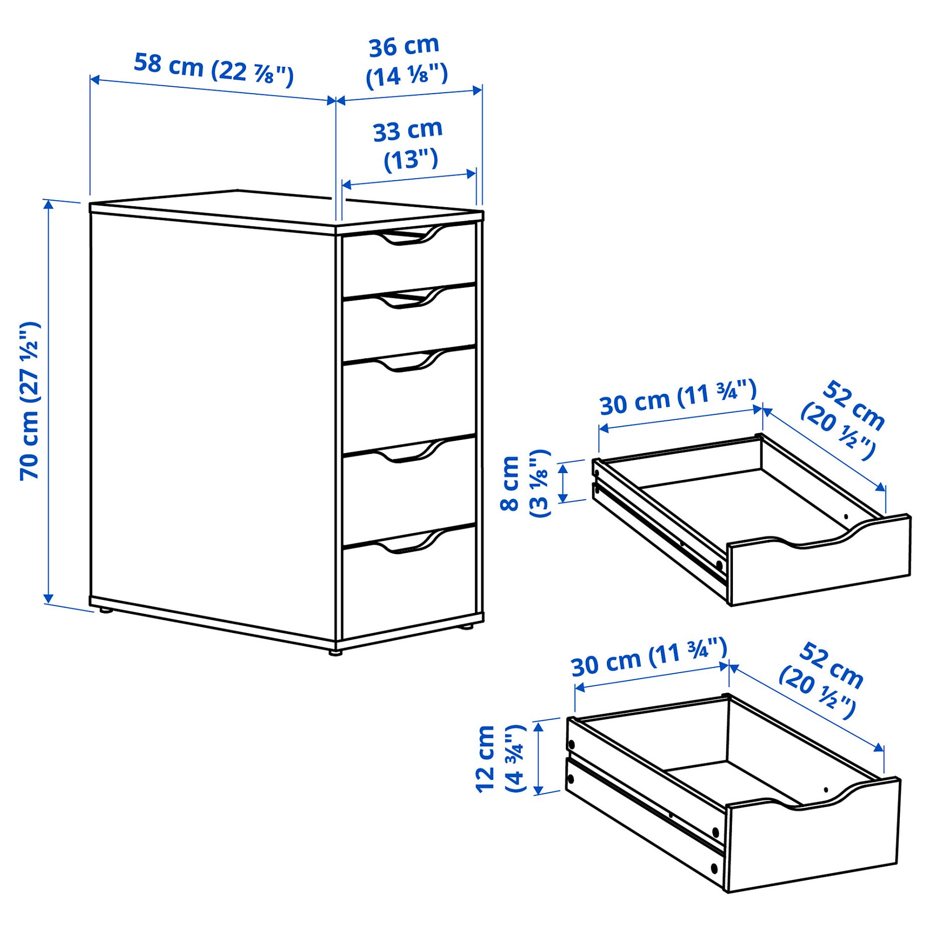 ALEX, drawer unit, 36x70 cm, 804.735.47