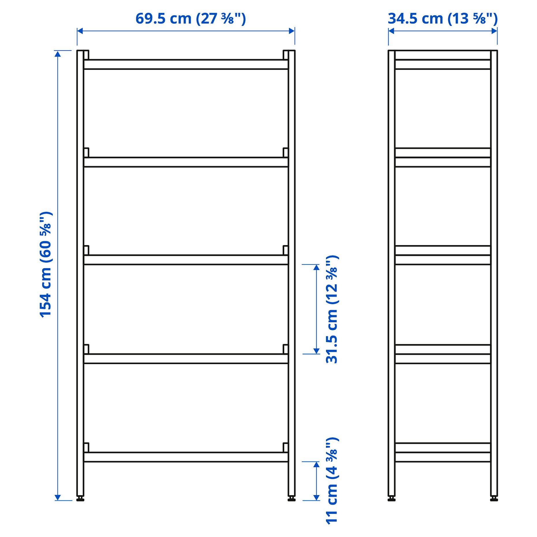 EKENABBEN, open shelving unit/ aspen, 70x34x154 cm, 804.878.13