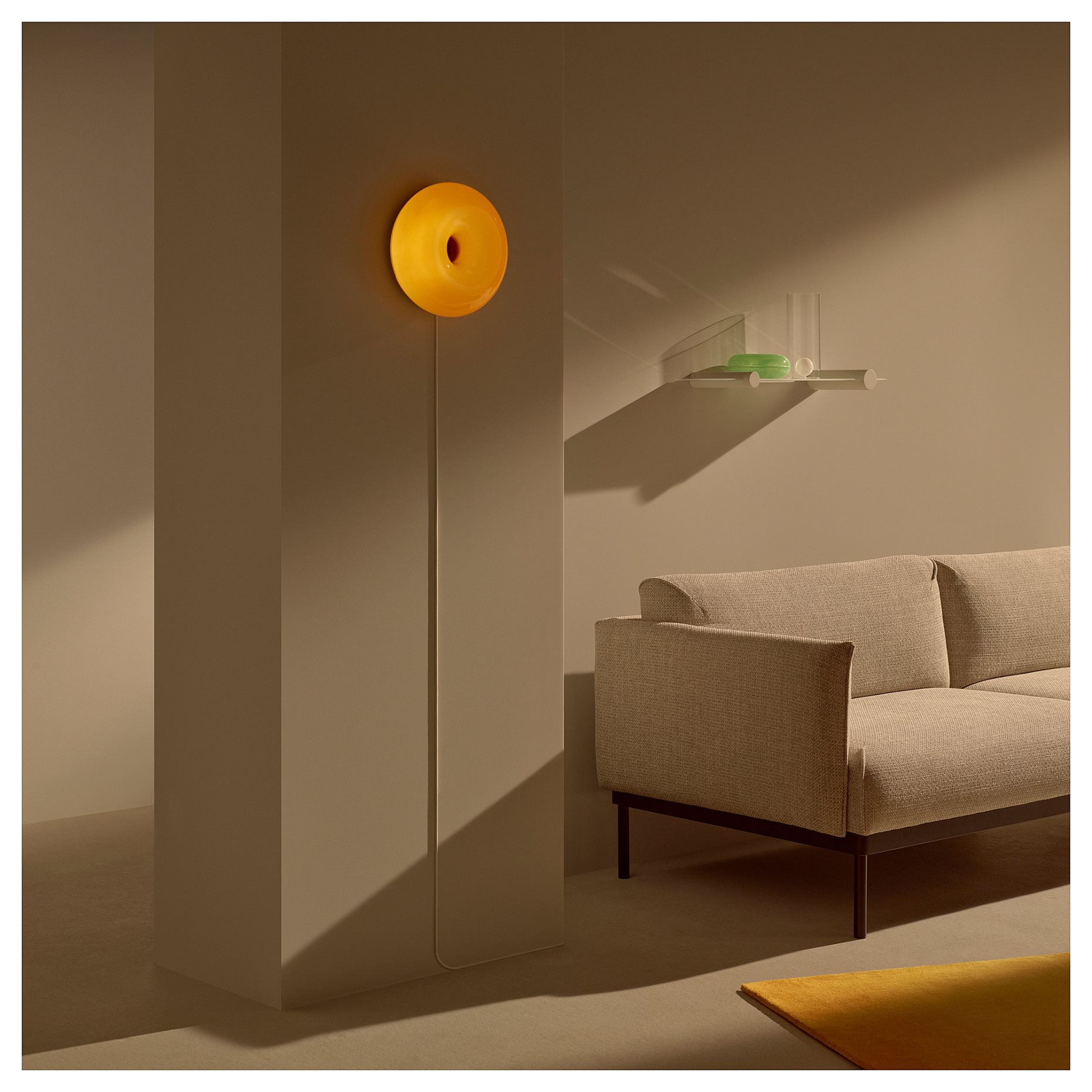 VARMBLIXT, table/wall lamp with built-in LED light source/glass/round, 804.991.99