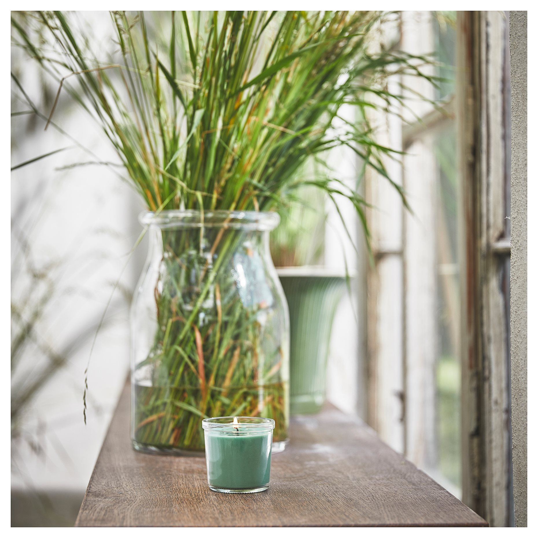 HEDERSAM, scented candle in glass/Fresh grass, 20 hr, 805.023.66