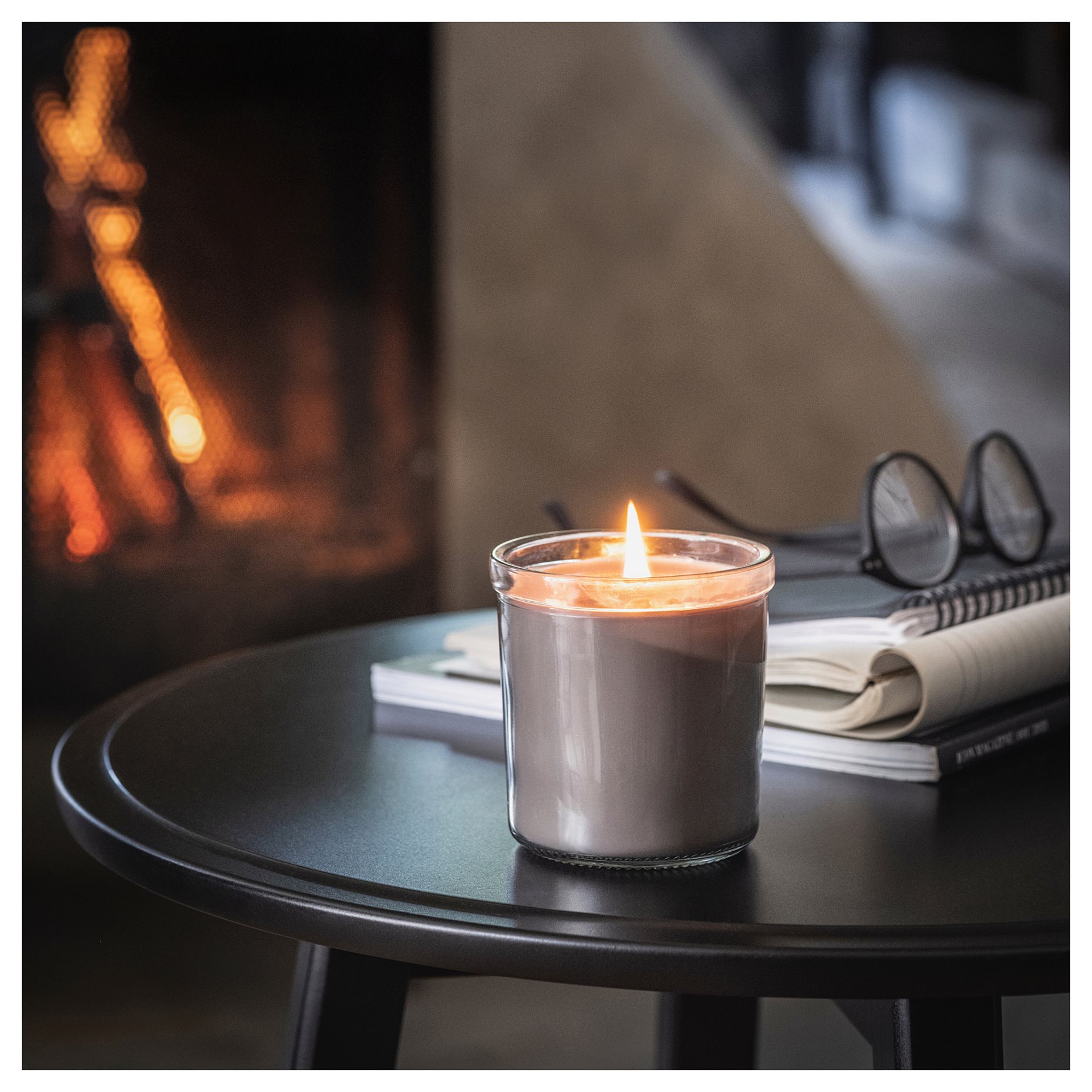 ENSTAKA, scented candle in glass/Bonfire, 40 hr, 805.023.85