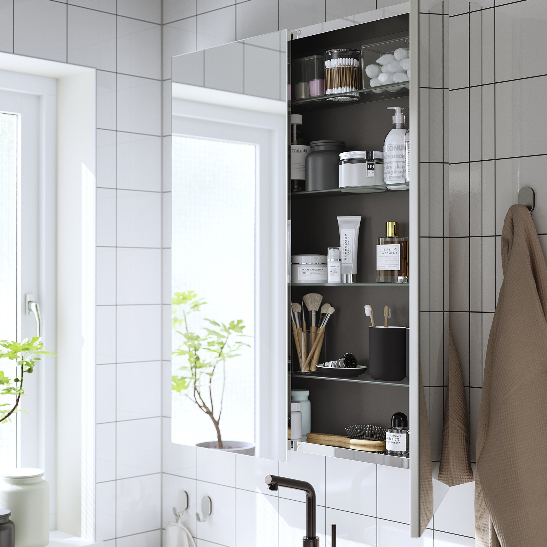 LETTAN, mirror cabinet with doors, 80x15x95 cm, 805.349.23