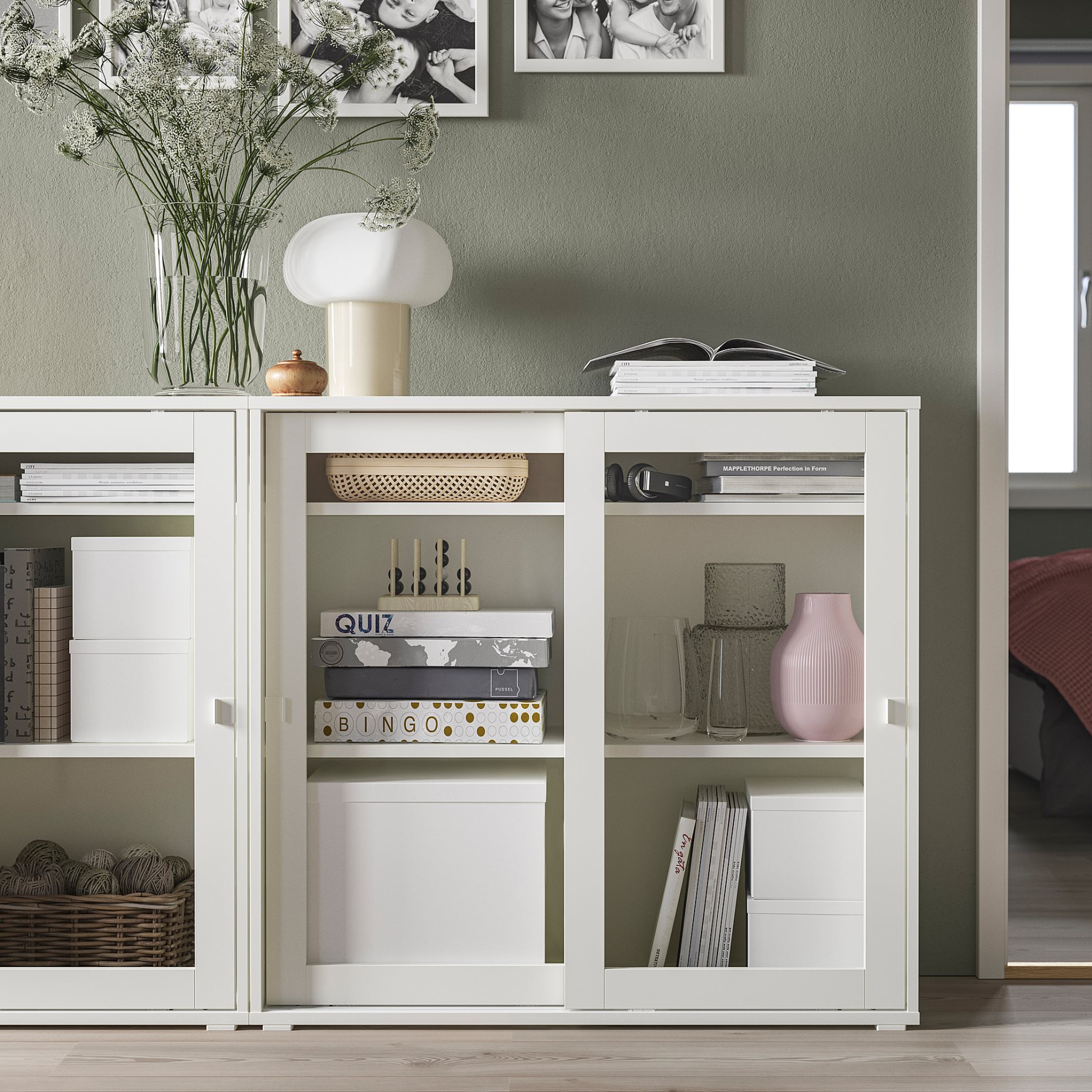 VIHALS, cabinet with sliding glass doors, 95x37x90 cm, 805.428.76