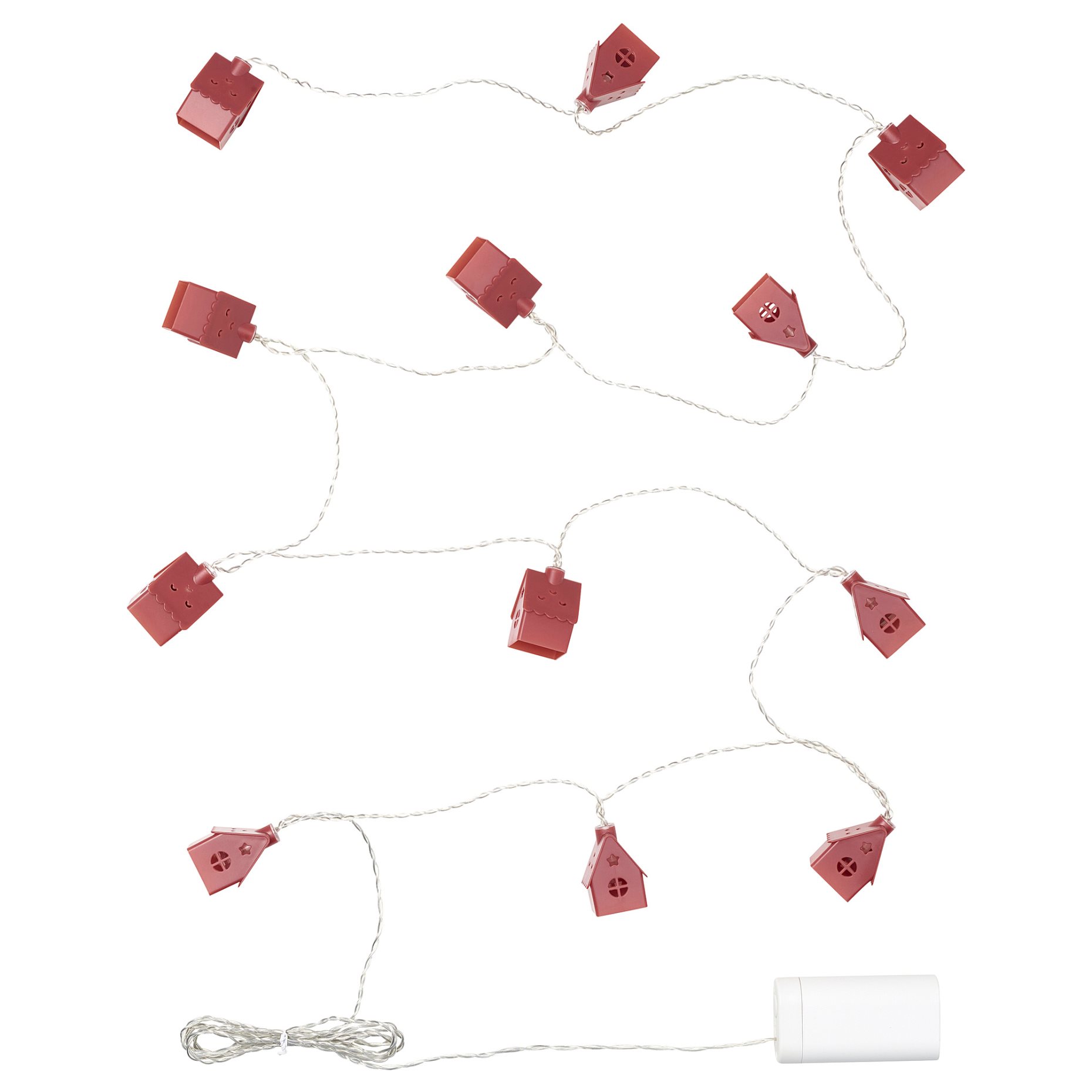 STRÅLA, lighting chain with built-in LED light source/12 lights/house/battery-operated, 805.626.85
