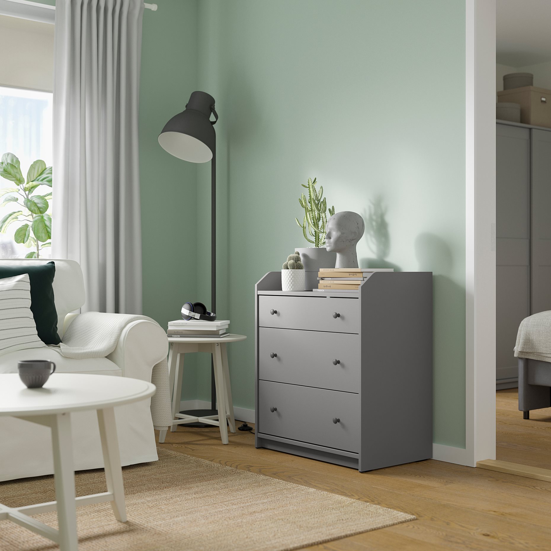 HAUGA, chest of 3 drawers, 70x46x84 cm, 805.815.18