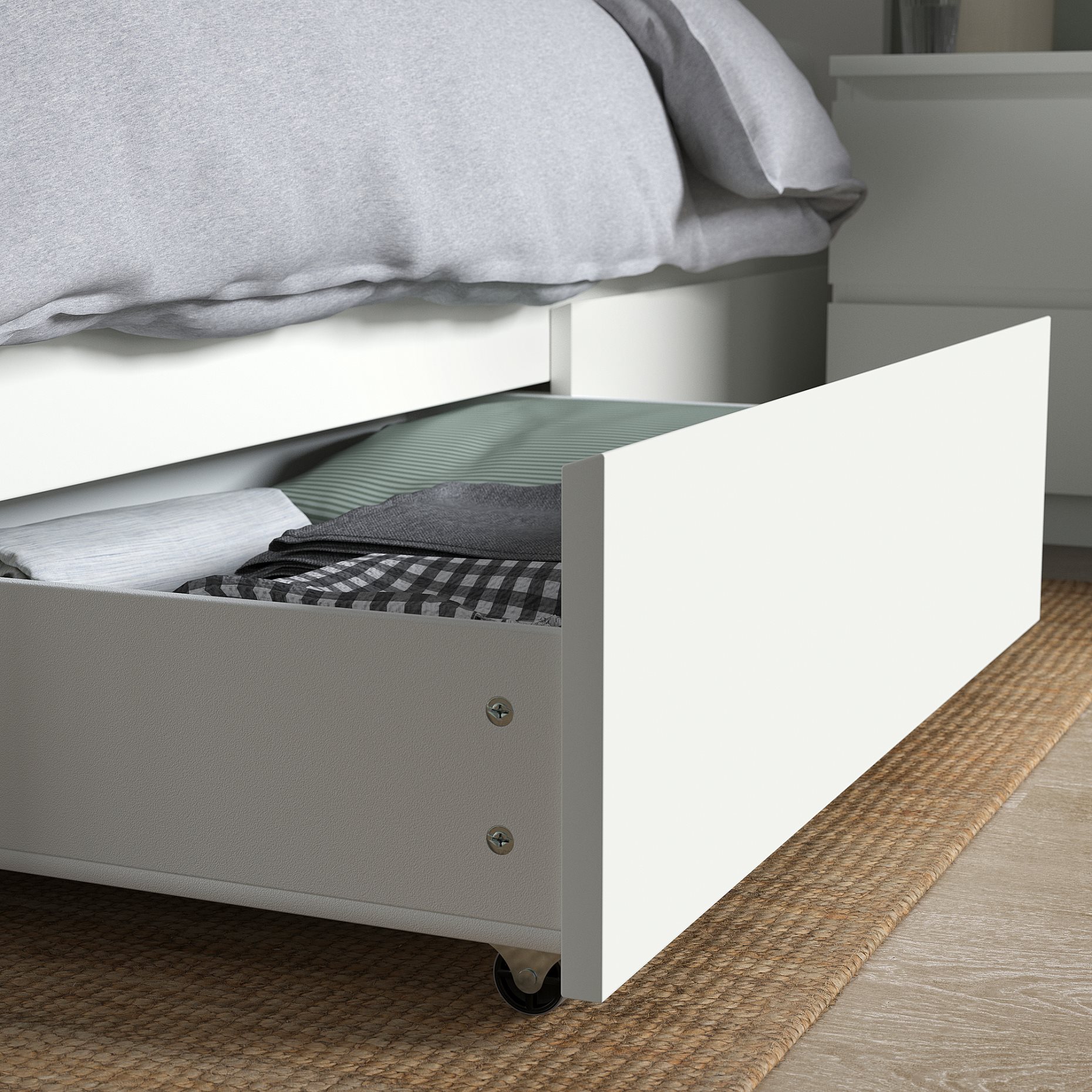MALM, bed frame/high with 2 storage boxes, 90X200 cm, 890.327.38