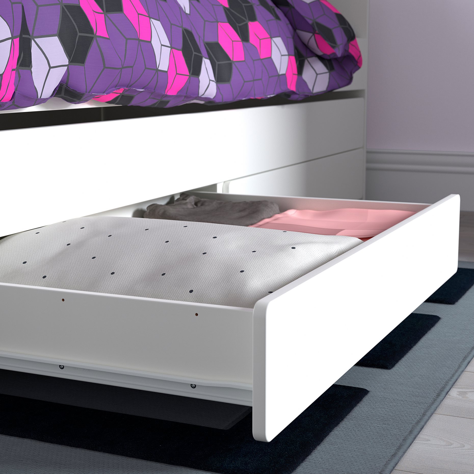 SLÄKT, bed frame with underbed and storage, 892.277.31