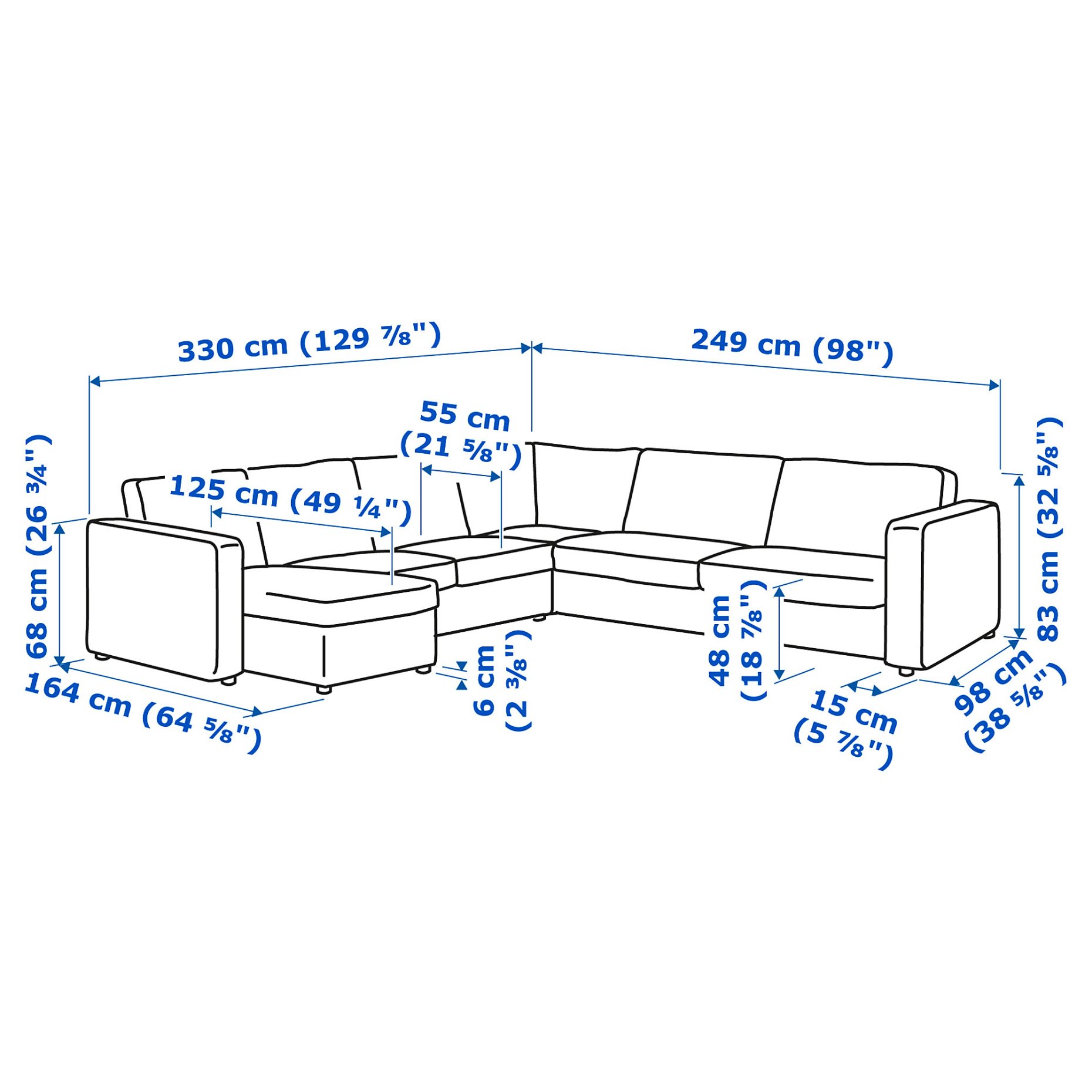 VIMLE, corner sofa, 5-seat with chaise longue, 893.996.90