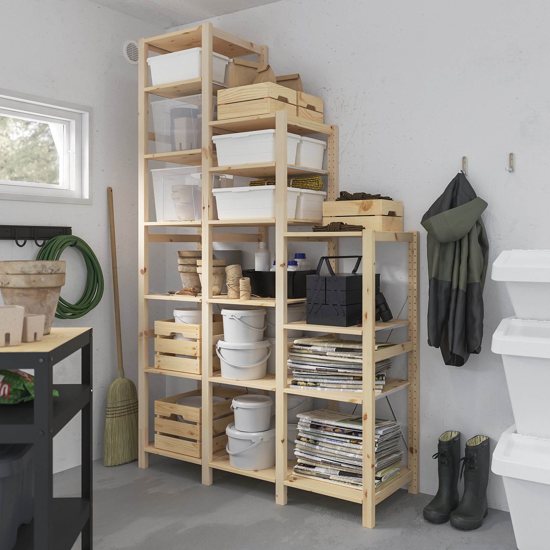 IVAR, 3 sections/shelves, 139x50x124-226 cm, 894.070.63